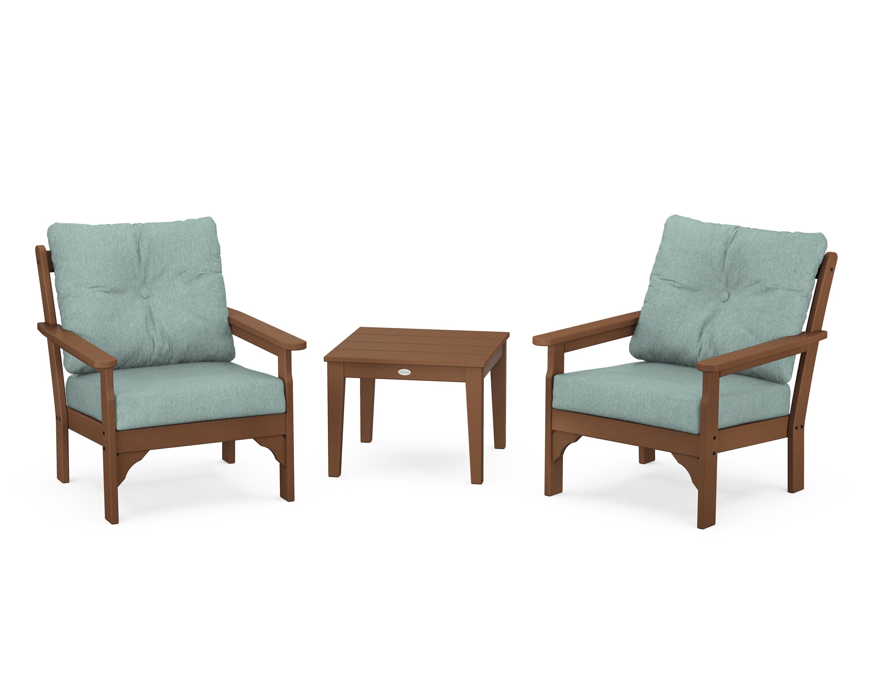 Vineyard 3-Piece Deep Seating Set in Teak / Glacier Spa