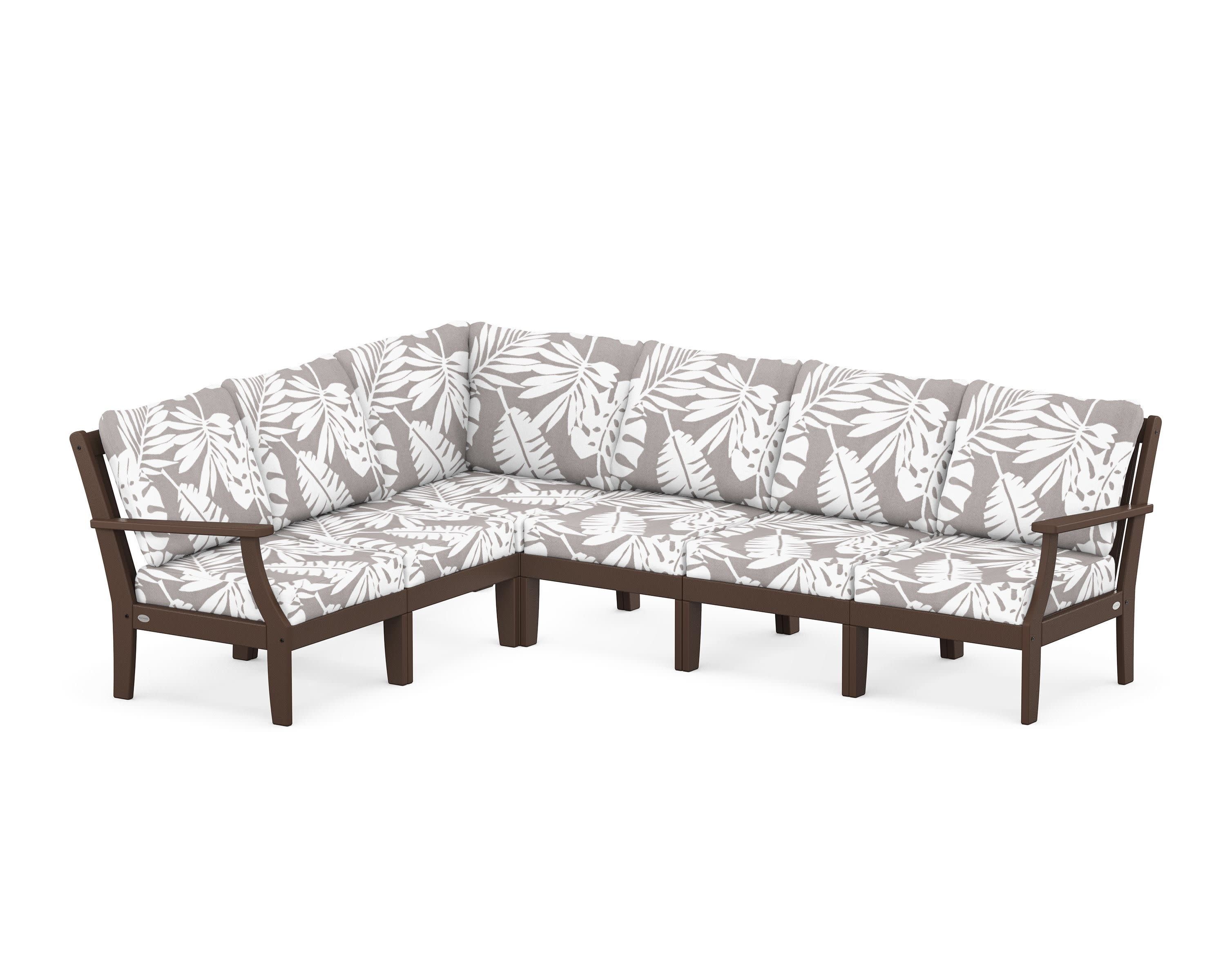 Braxton Modular 6-Piece Deep Seating Set in Mahogany / Leaf Grey Mist