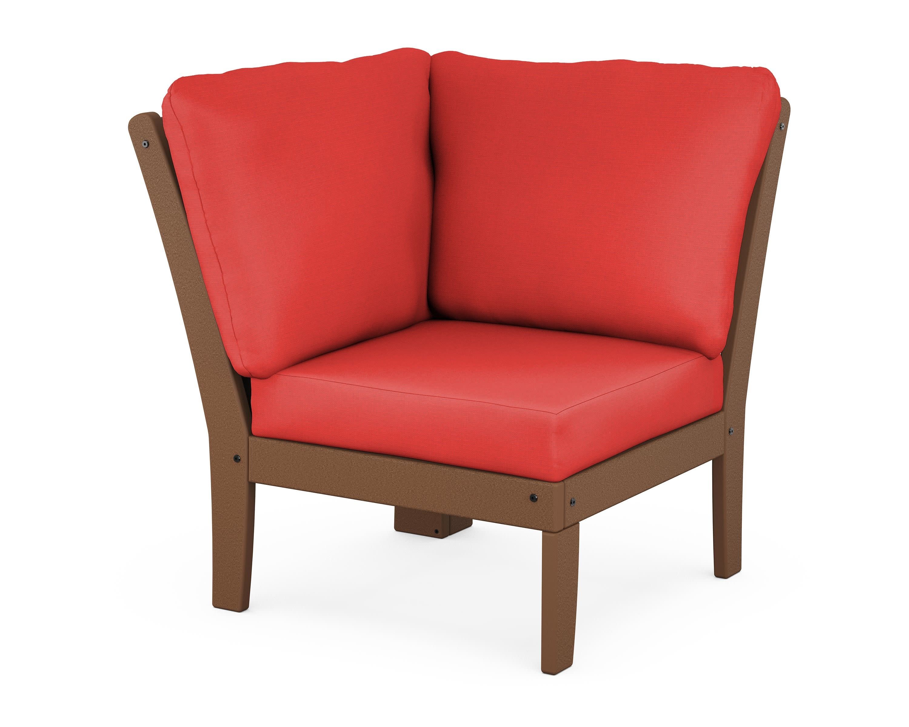 Braxton Modular Corner Chair in Teak / Crimson Linen