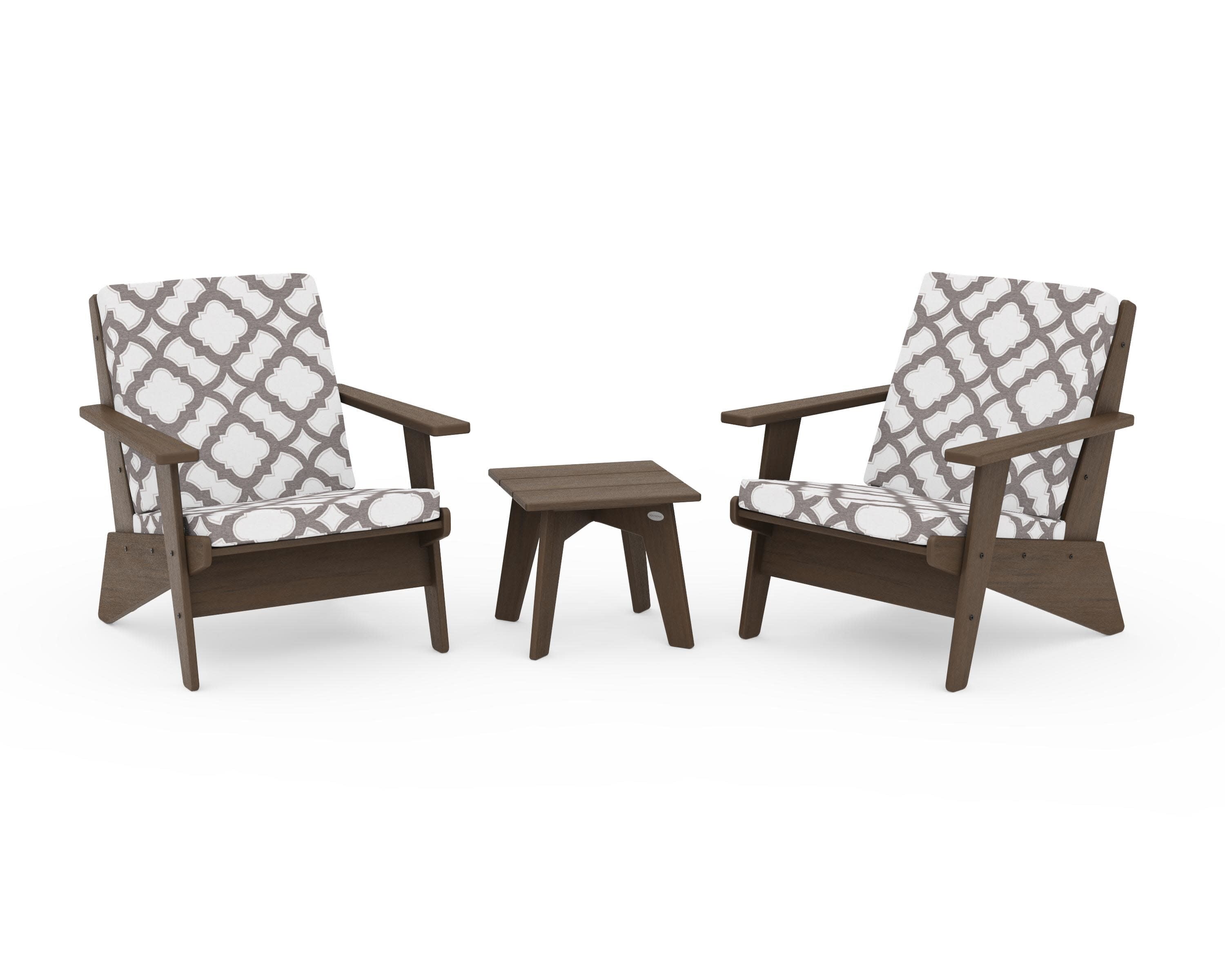 Riviera Modern Lounge 3-Piece Set in Kona / Trellis Grey Mist