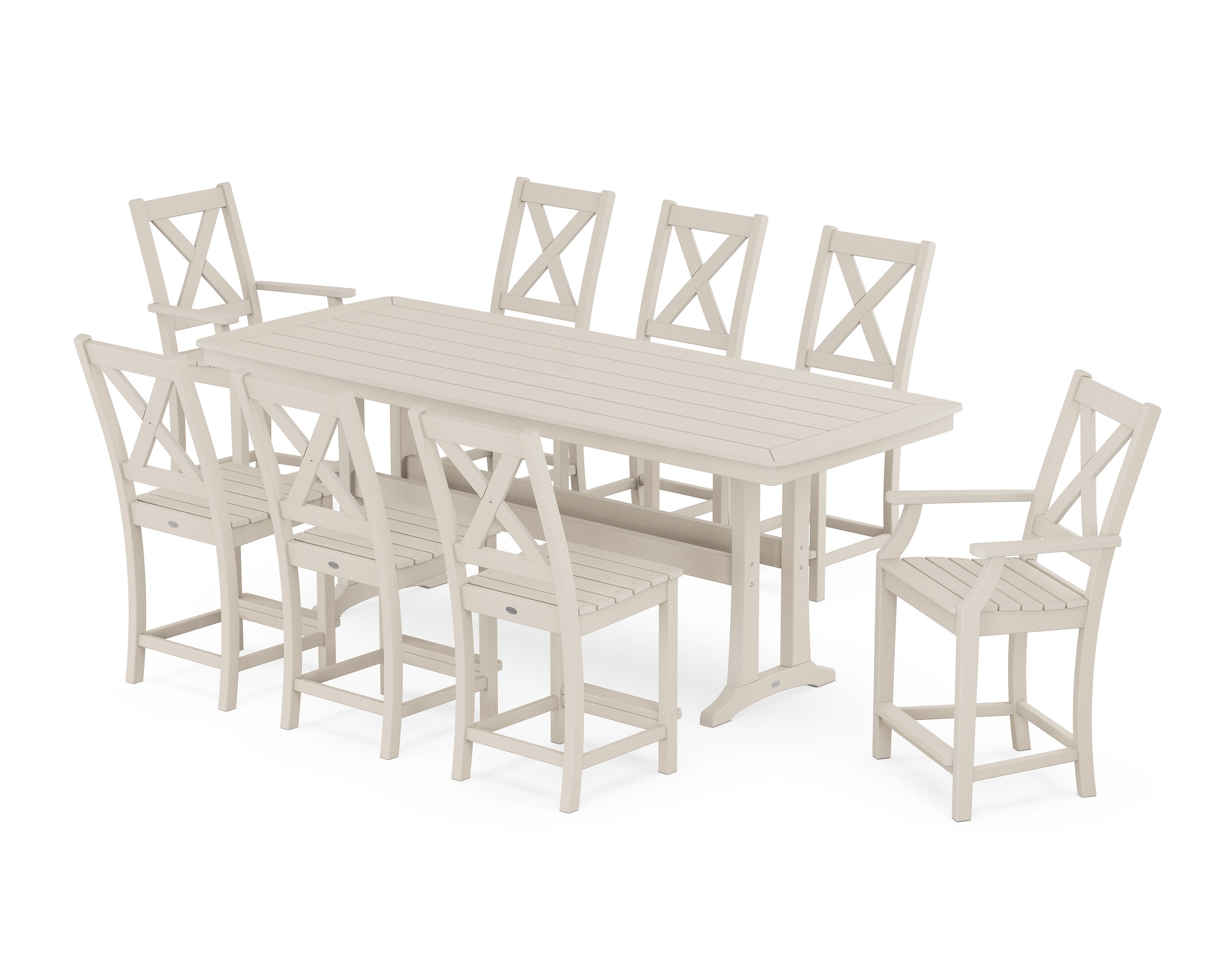 Braxton 9-Piece Counter Set with Trestle Legs in Sand