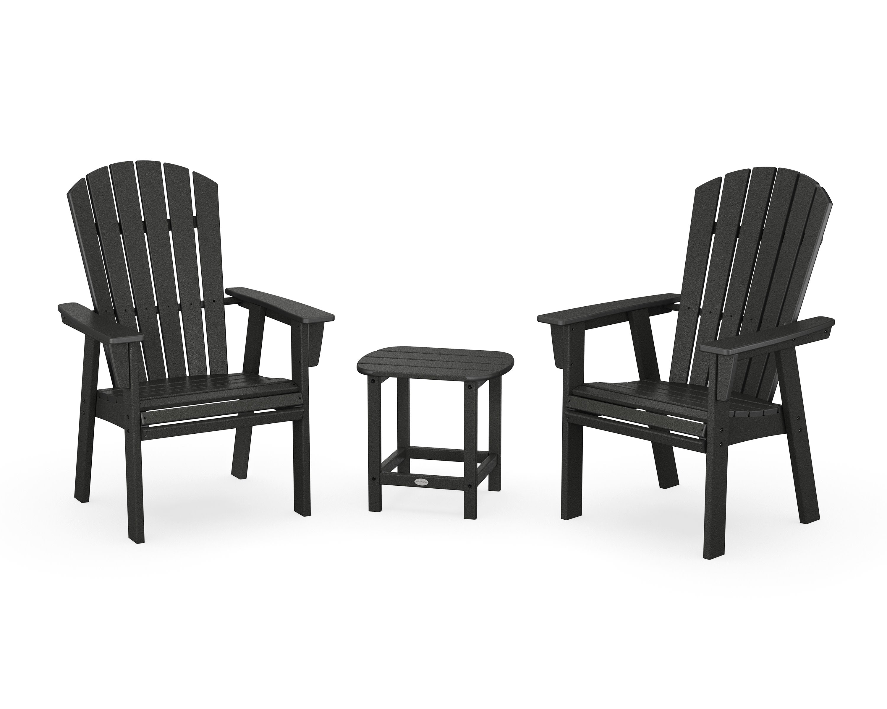 Nautical 3-Piece Curveback Upright Adirondack Chair Set in Black