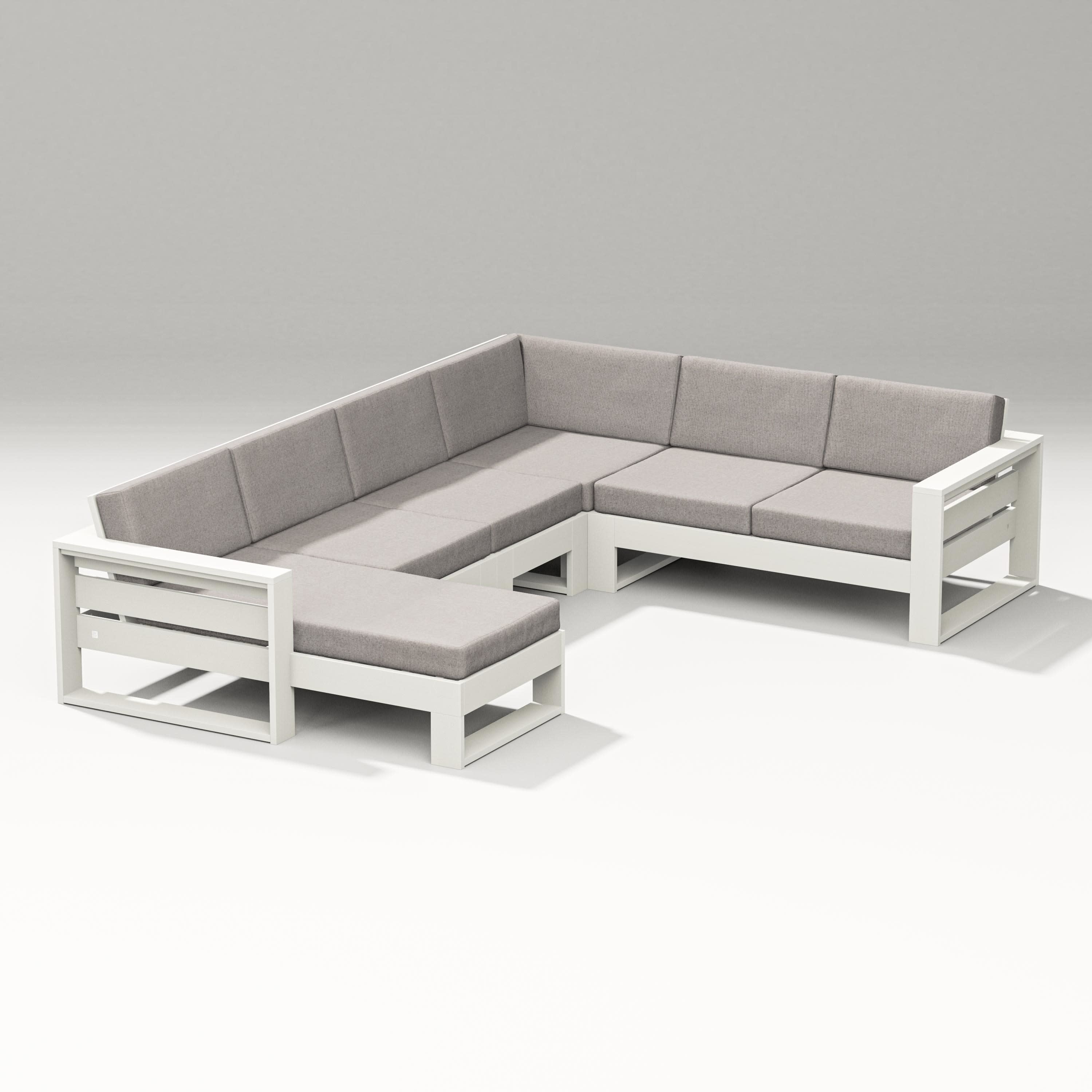 Latitude Corner Sectional with Left Chaise in Vintage White / Weathered Tweed