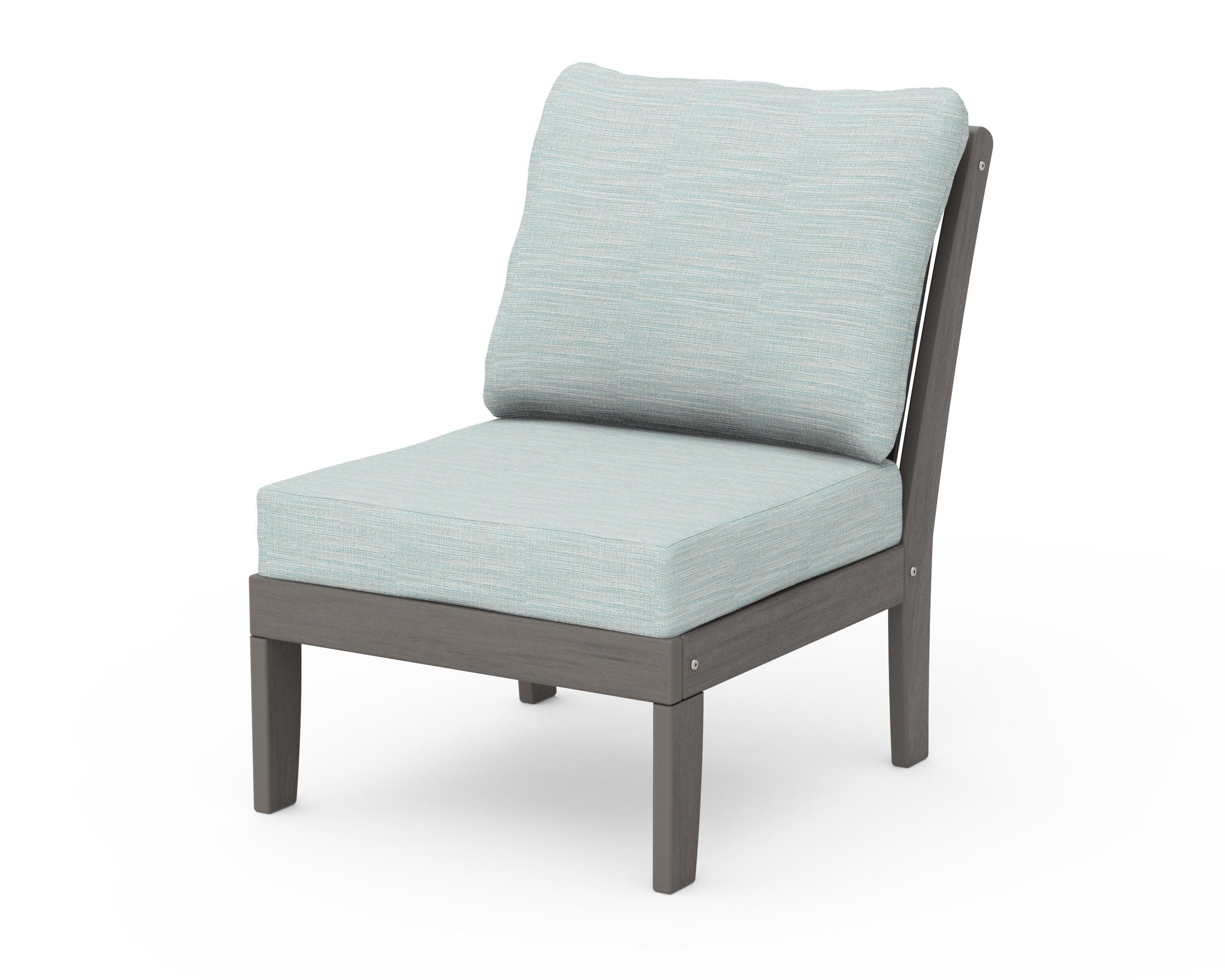Braxton Modular Armless Chair in Driftwood / Soothe Mist