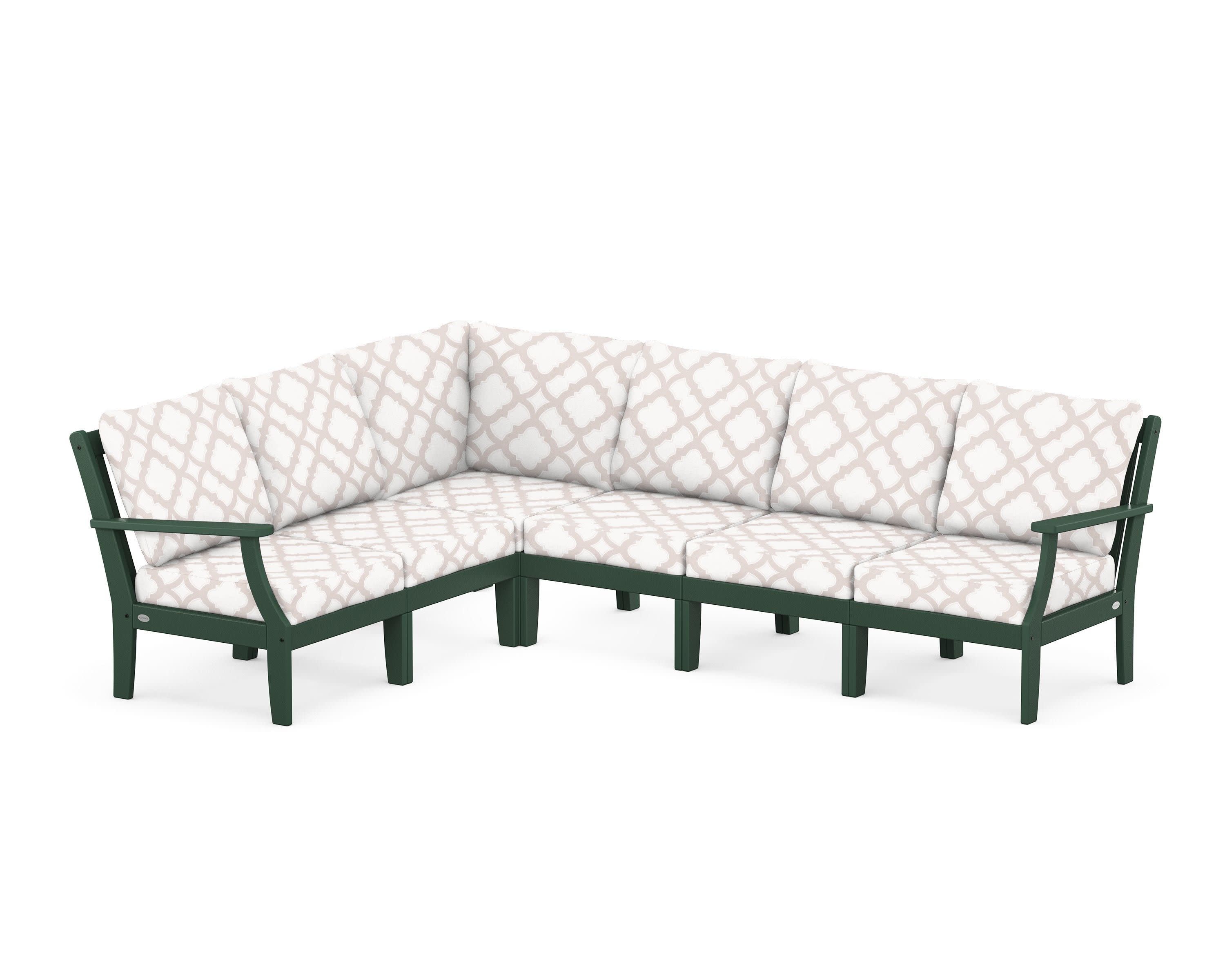 Braxton Modular 6-Piece Deep Seating Set in Green / Trellis Dune Burlap
