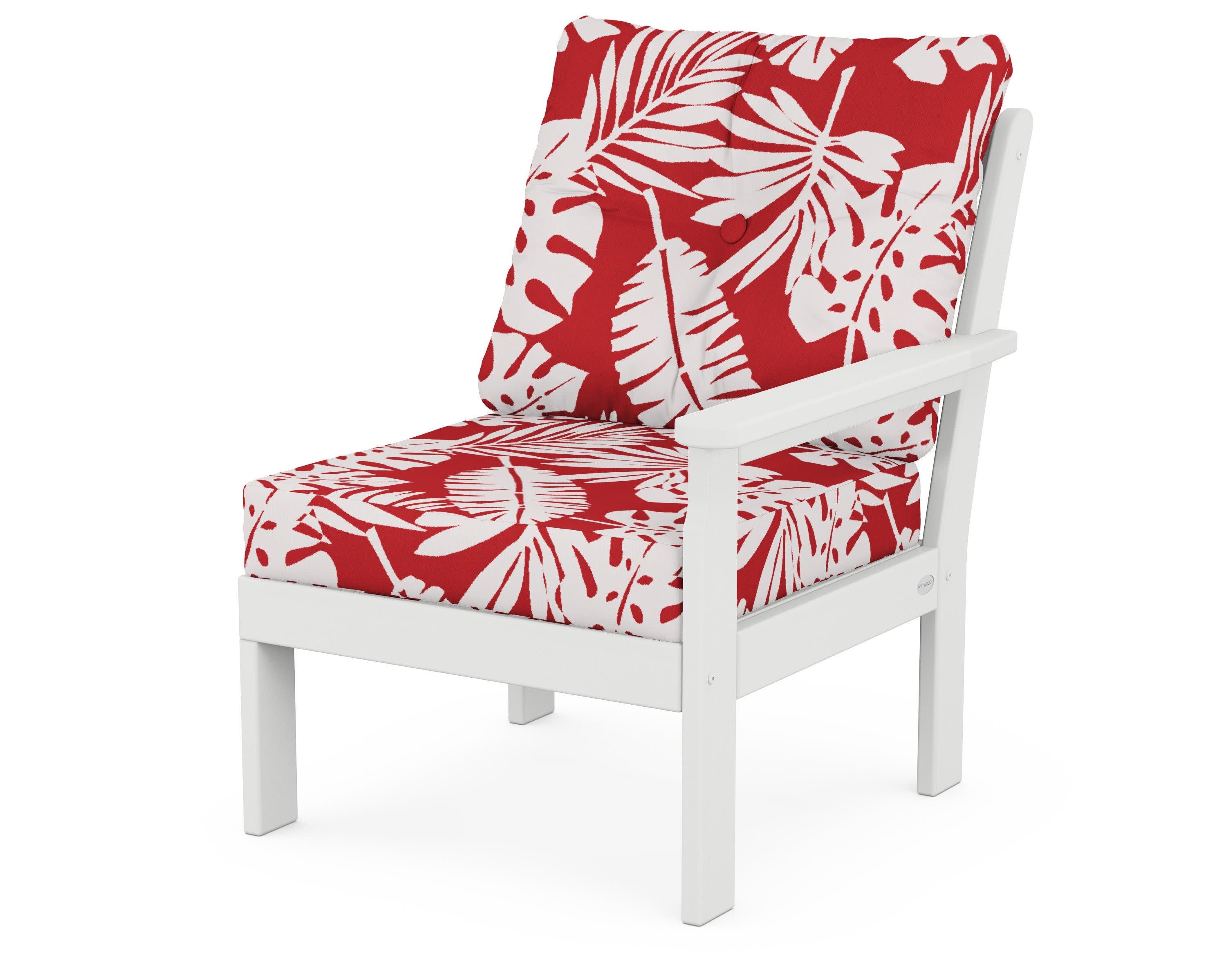 Vineyard Modular Right Arm Chair in White / Leaf Crimson