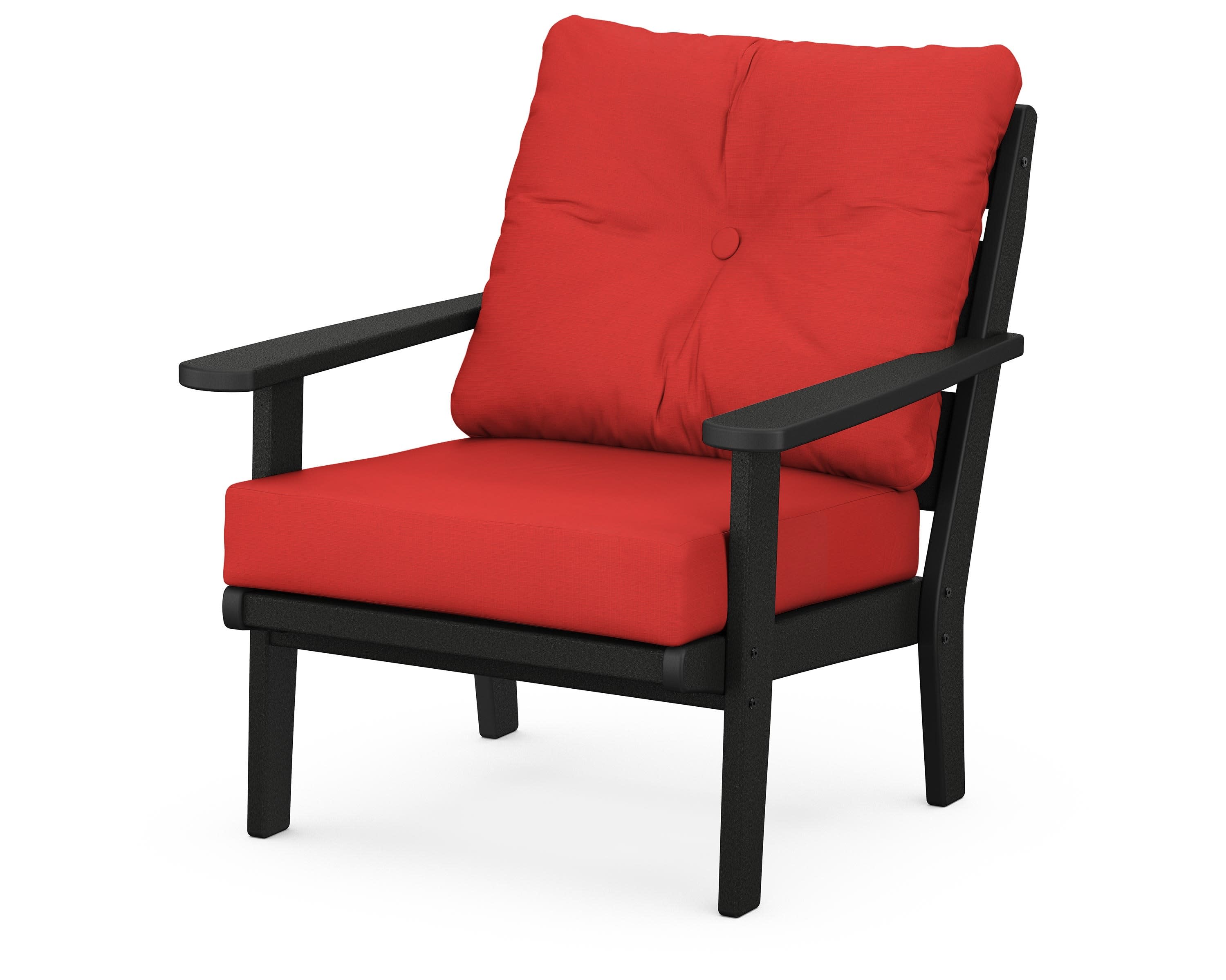 Lakeside Deep Seating Chair in Black / Crimson Linen