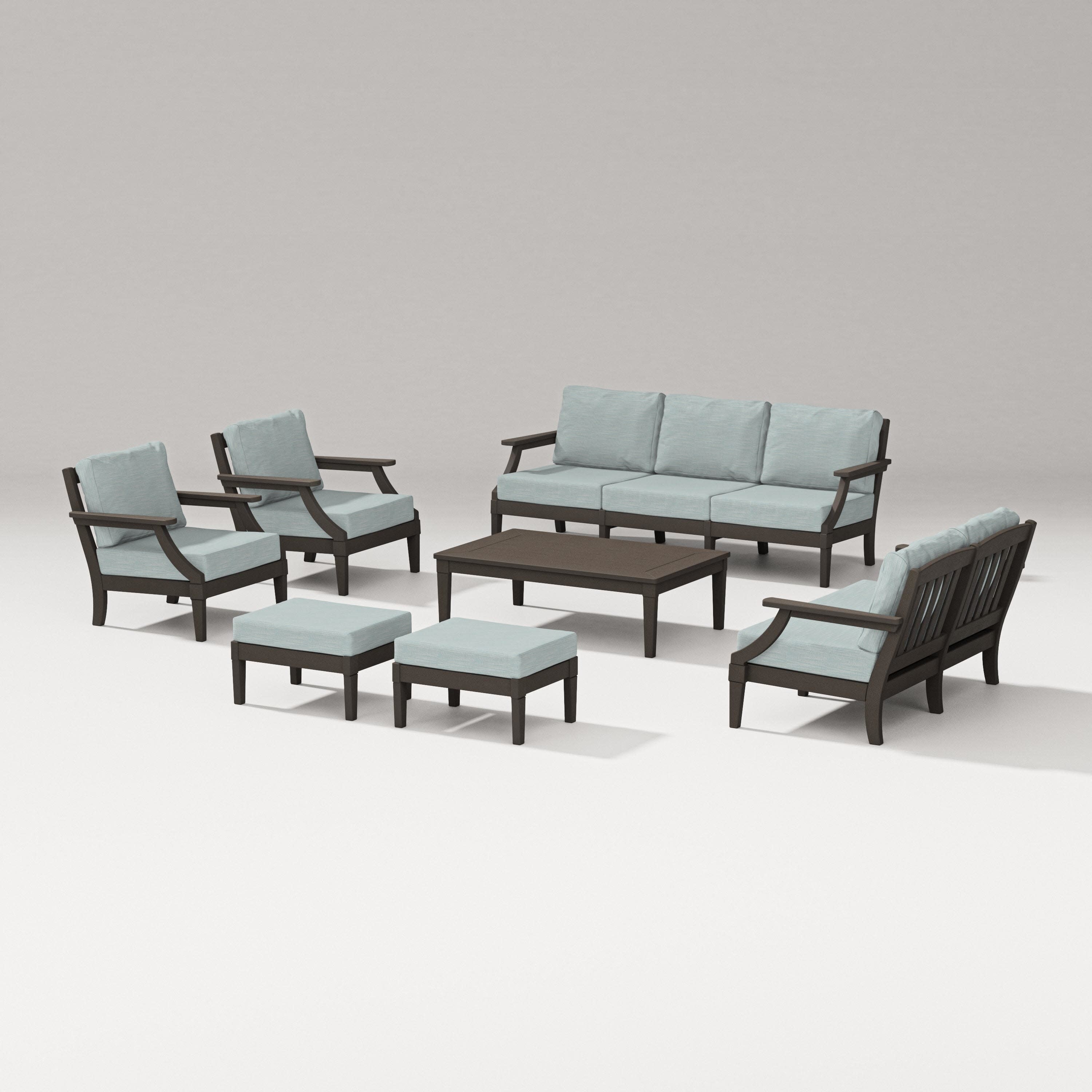 Estate 7-Piece Lounge Sofa Set in Vintage Coffee / Soothe Mist