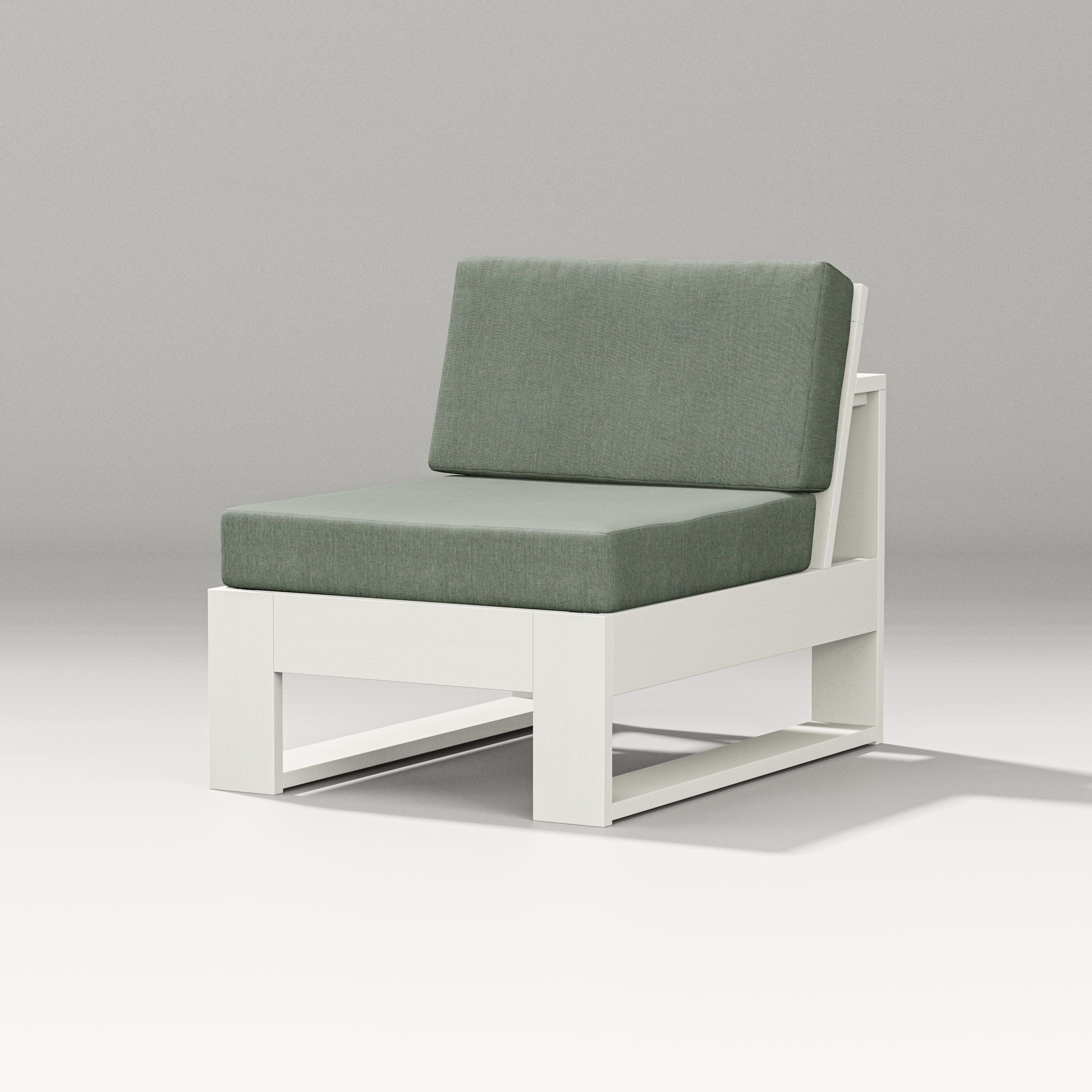 Latitude Modular Armless Chair in Vintage White / Cast Sage