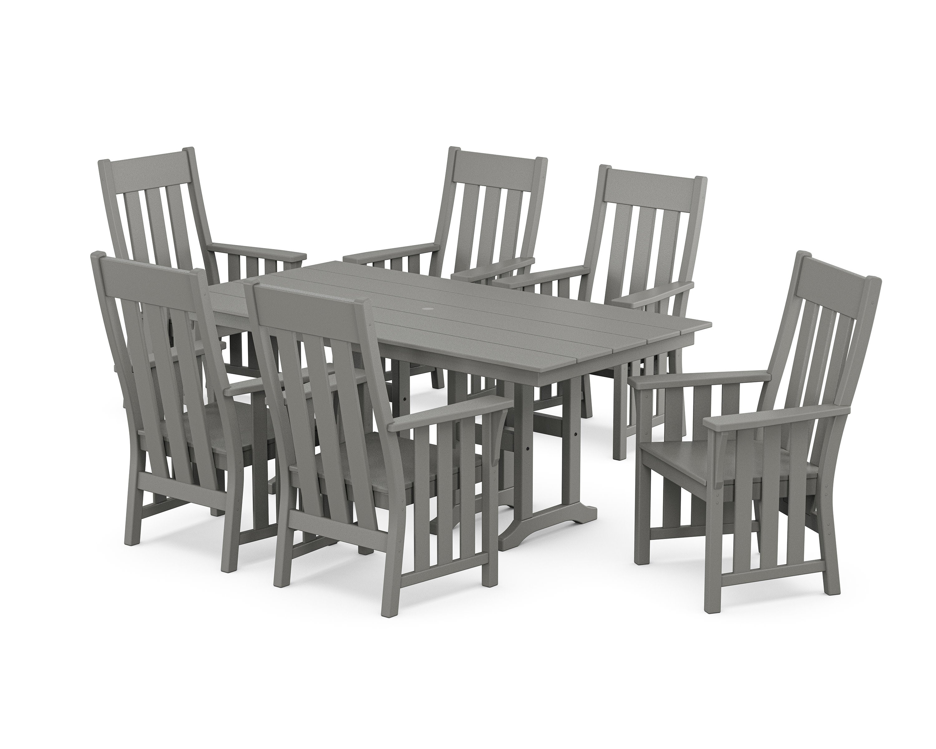 Acadia Arm Chair 7-Piece Farmhouse Dining Set in Slate Grey