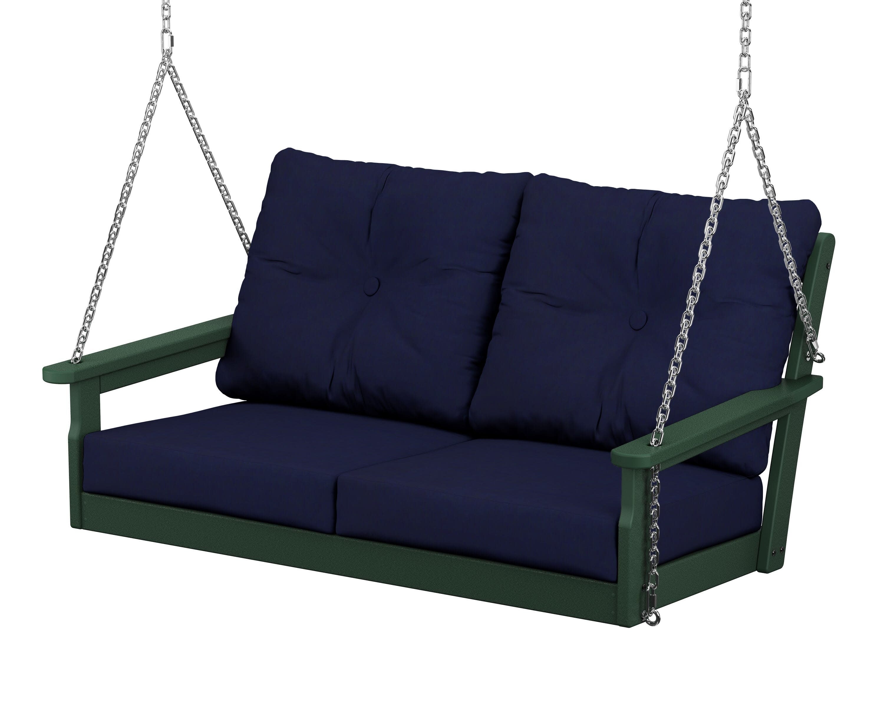 Vineyard Deep Seating Swing in Green / Navy