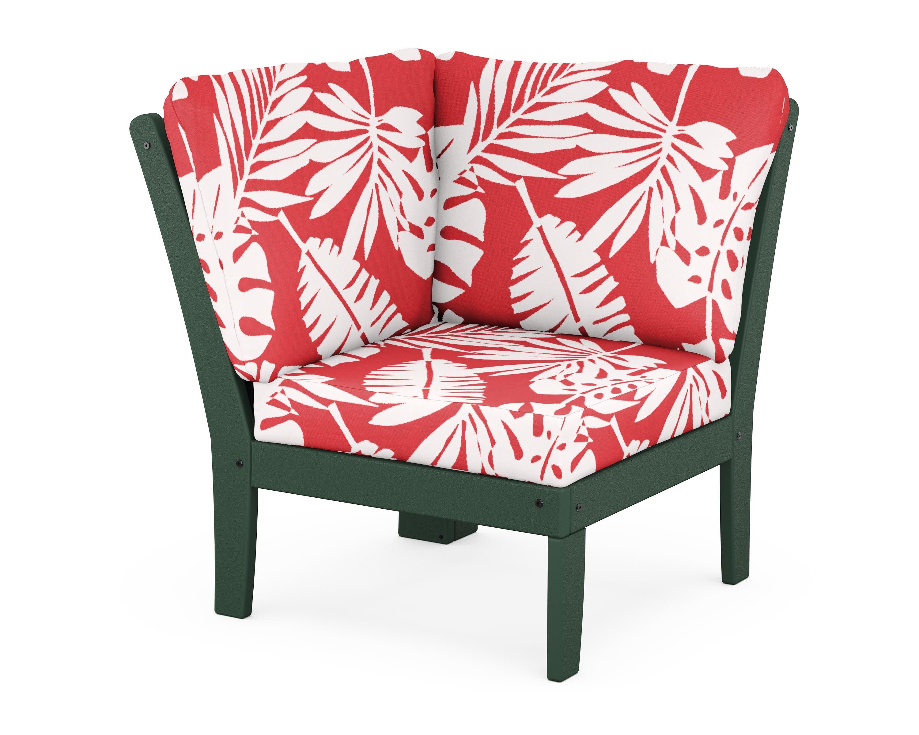 Braxton Modular Corner Chair in Green / Leaf Crimson