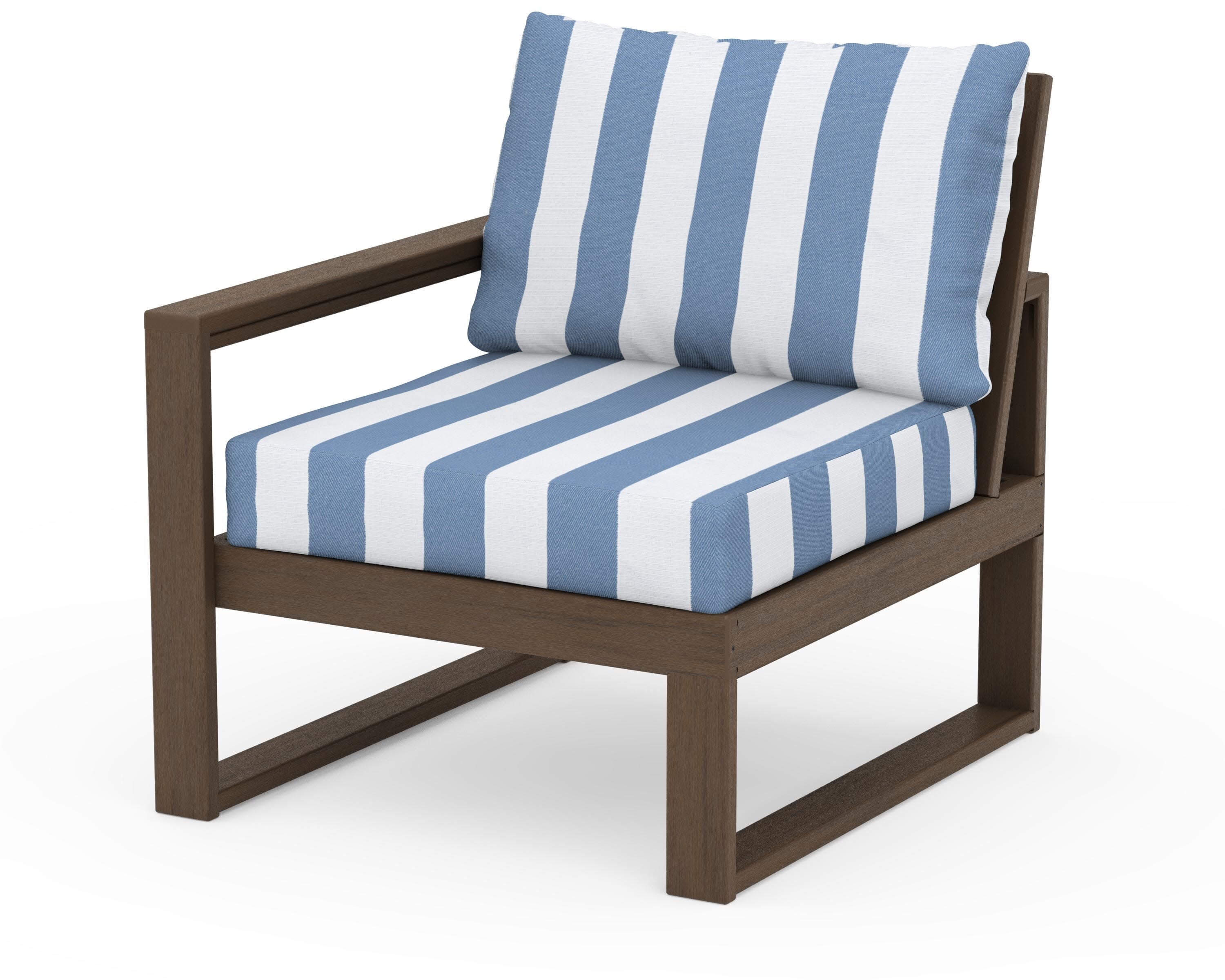 EDGE Modular Left Arm Chair in Kona / Cabana Stripe Sky Blue