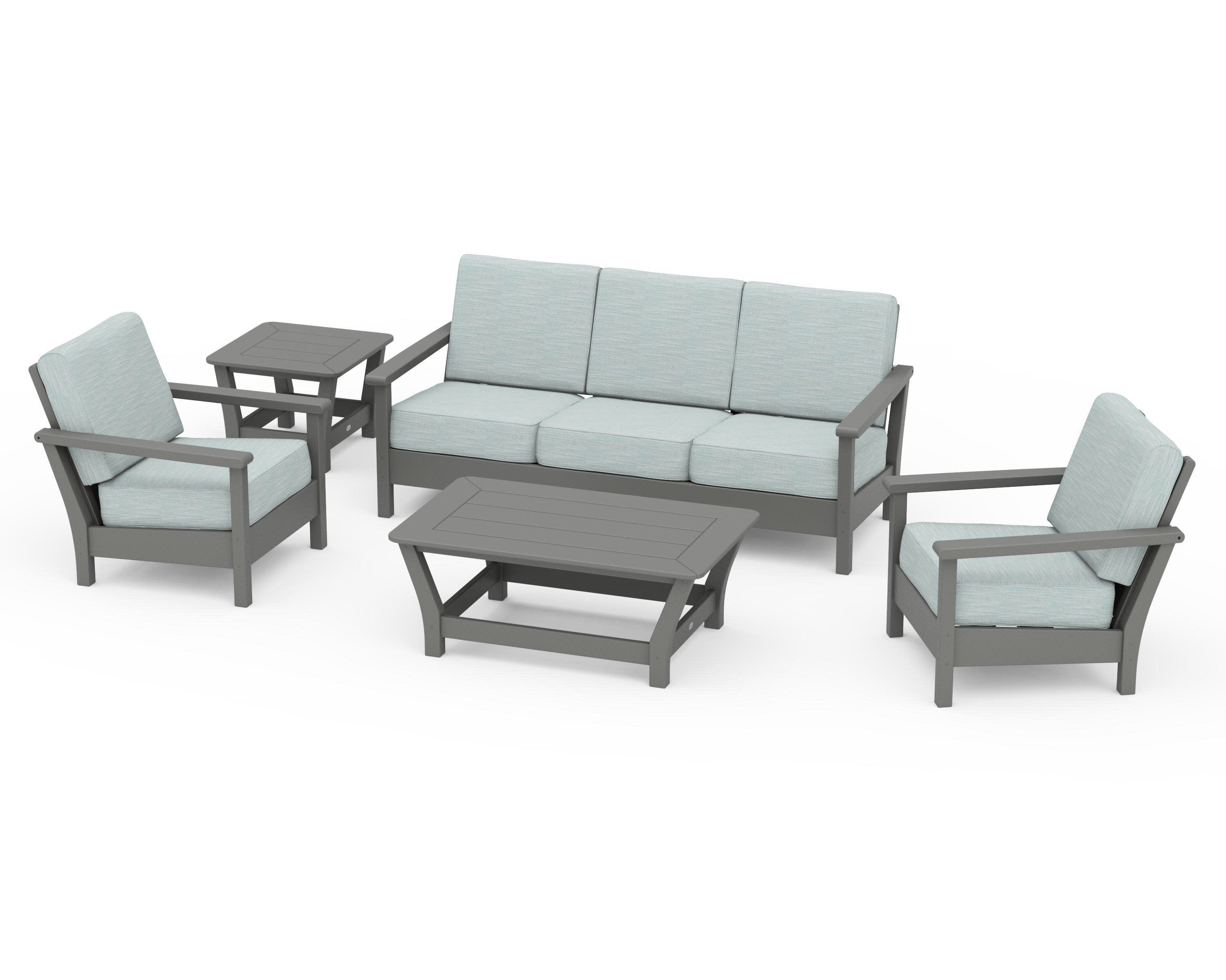 Harbour 5-Piece Deep Seating Set in Slate Grey / Soothe Mist