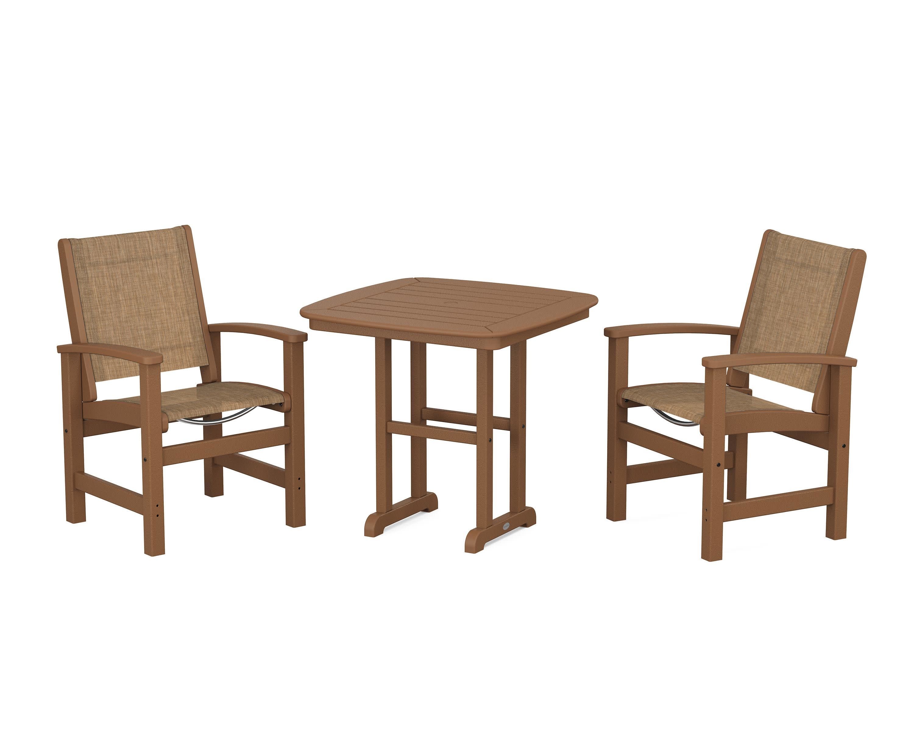 Coastal 3-Piece Dining Set in Teak / Burlap Sling