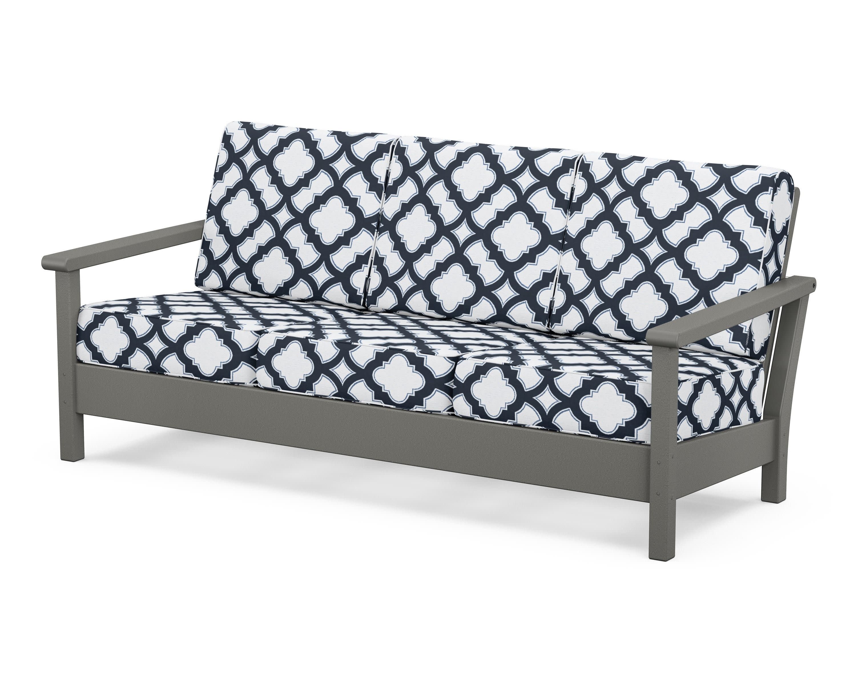 Harbour Deep Seating Sofa in Slate Grey / Trellis Marine Indigo
