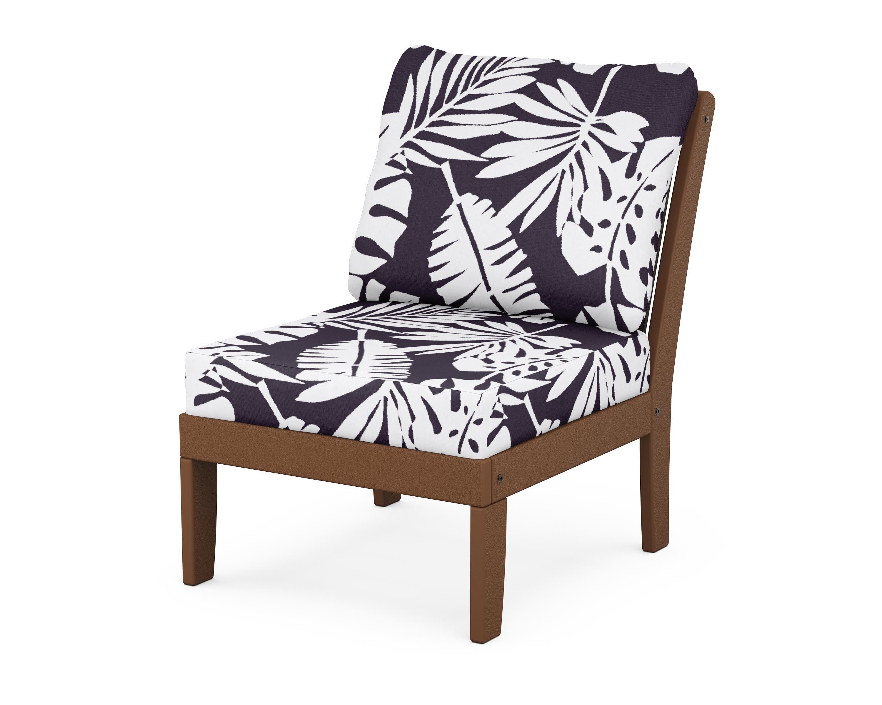 Braxton Modular Armless Chair in Teak / Leaf Navy