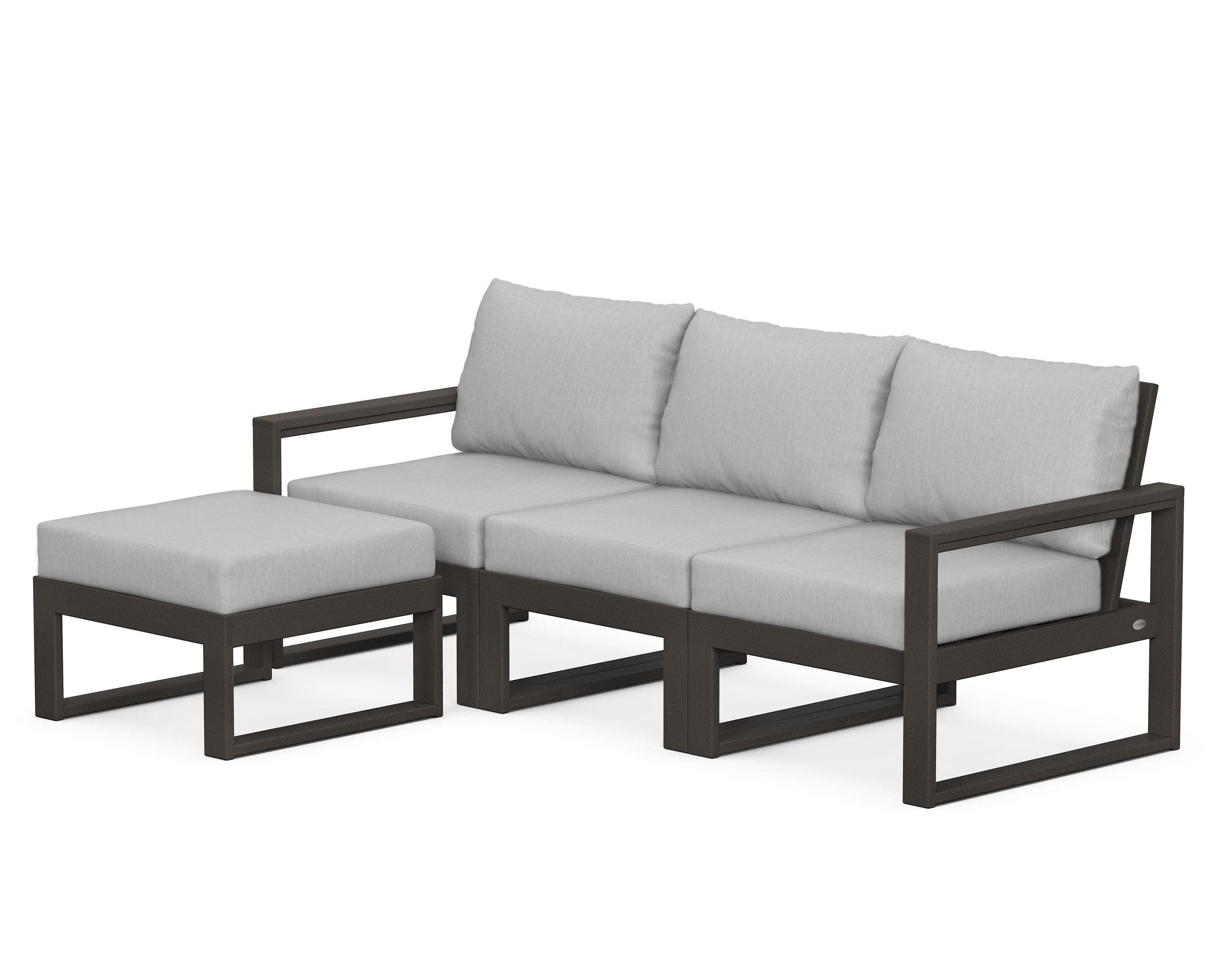 EDGE 4-Piece Modular Deep Seating Set with Ottoman in Vintage Coffee / Granite
