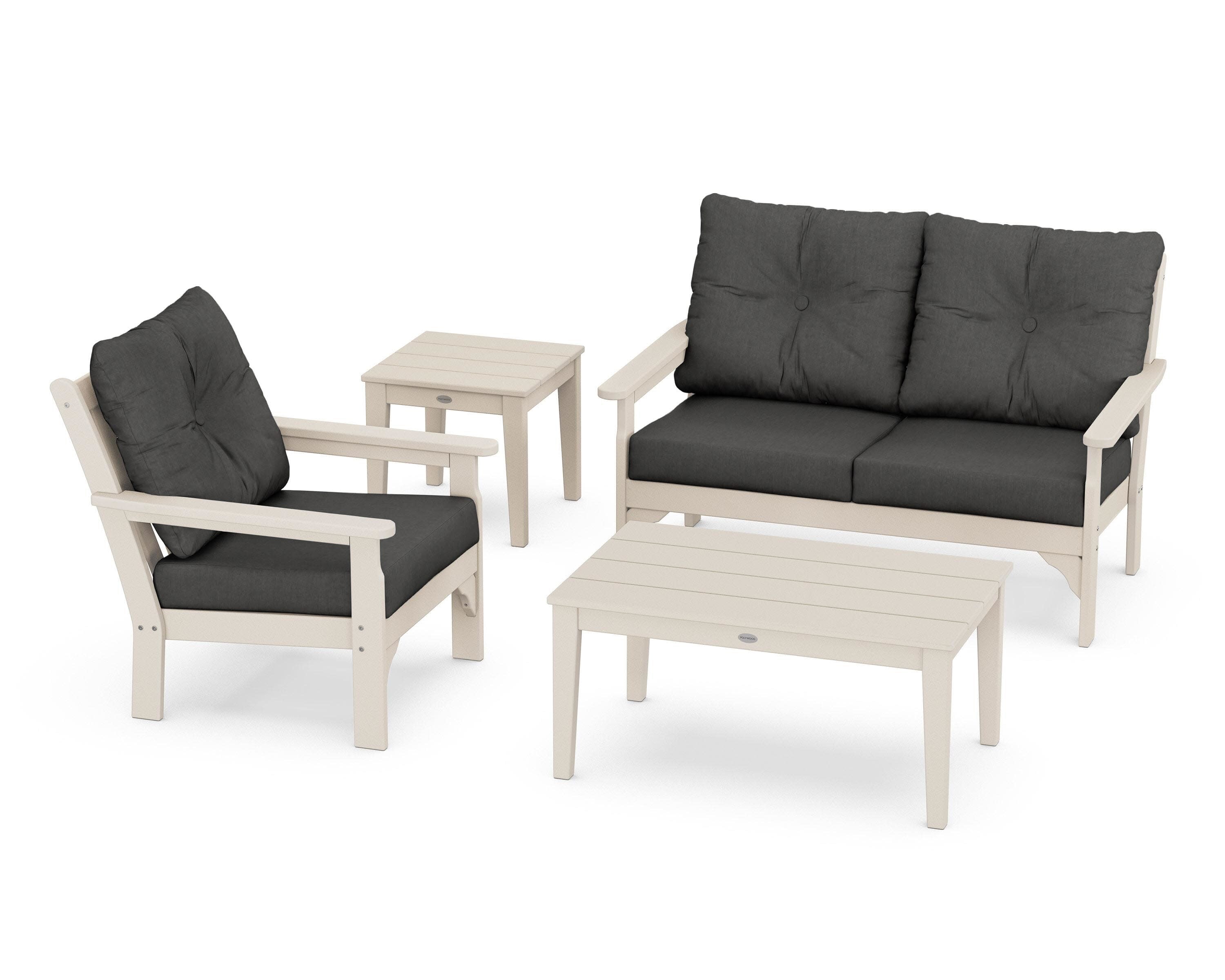 Vineyard 4-Piece Deep Seating Set in Sand / Spectrum Carbon