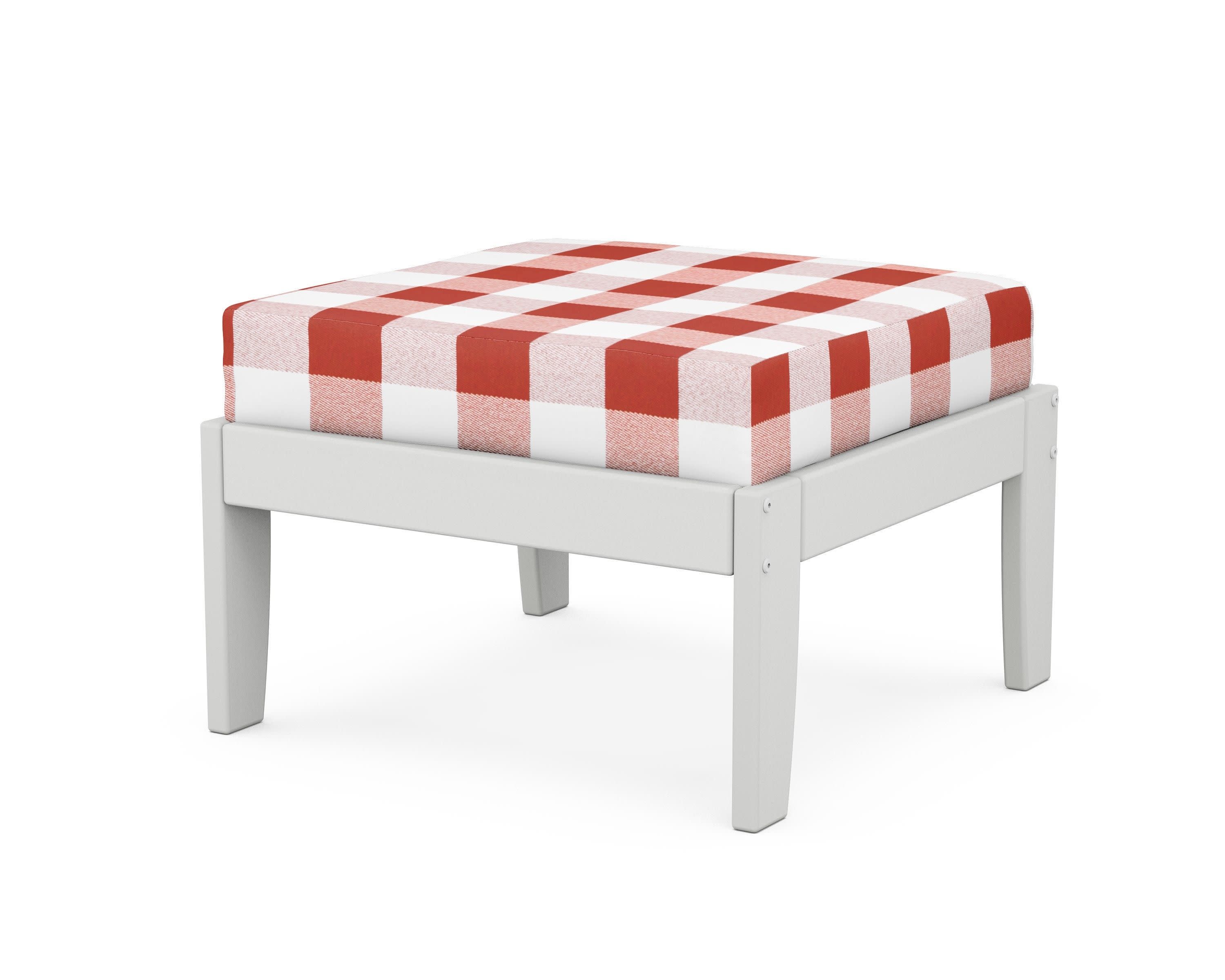 Modular Ottoman - Classic in White / Buffalo Plaid Crimson