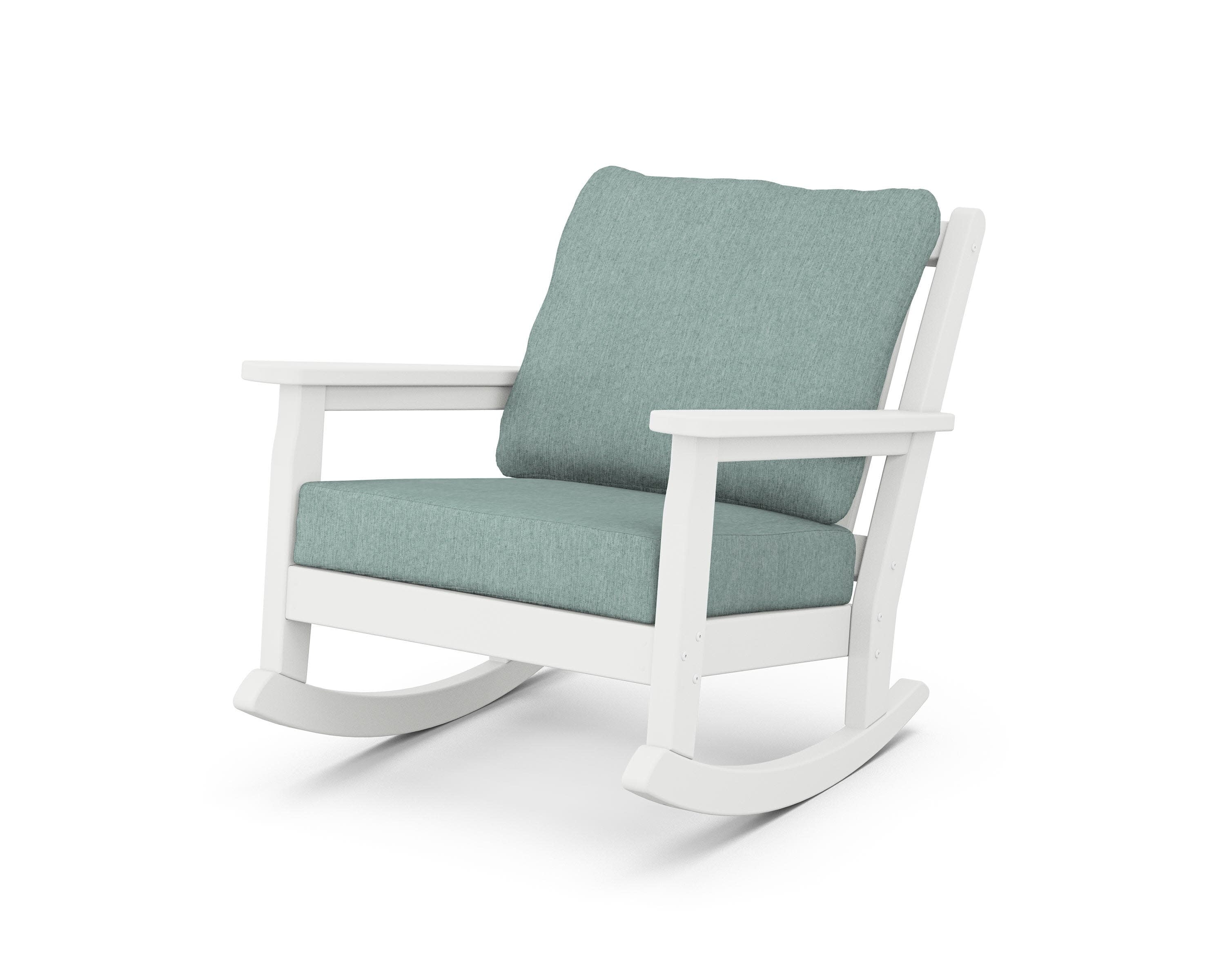 Chippendale Deep Seating Rocking Chair in White / Glacier Spa
