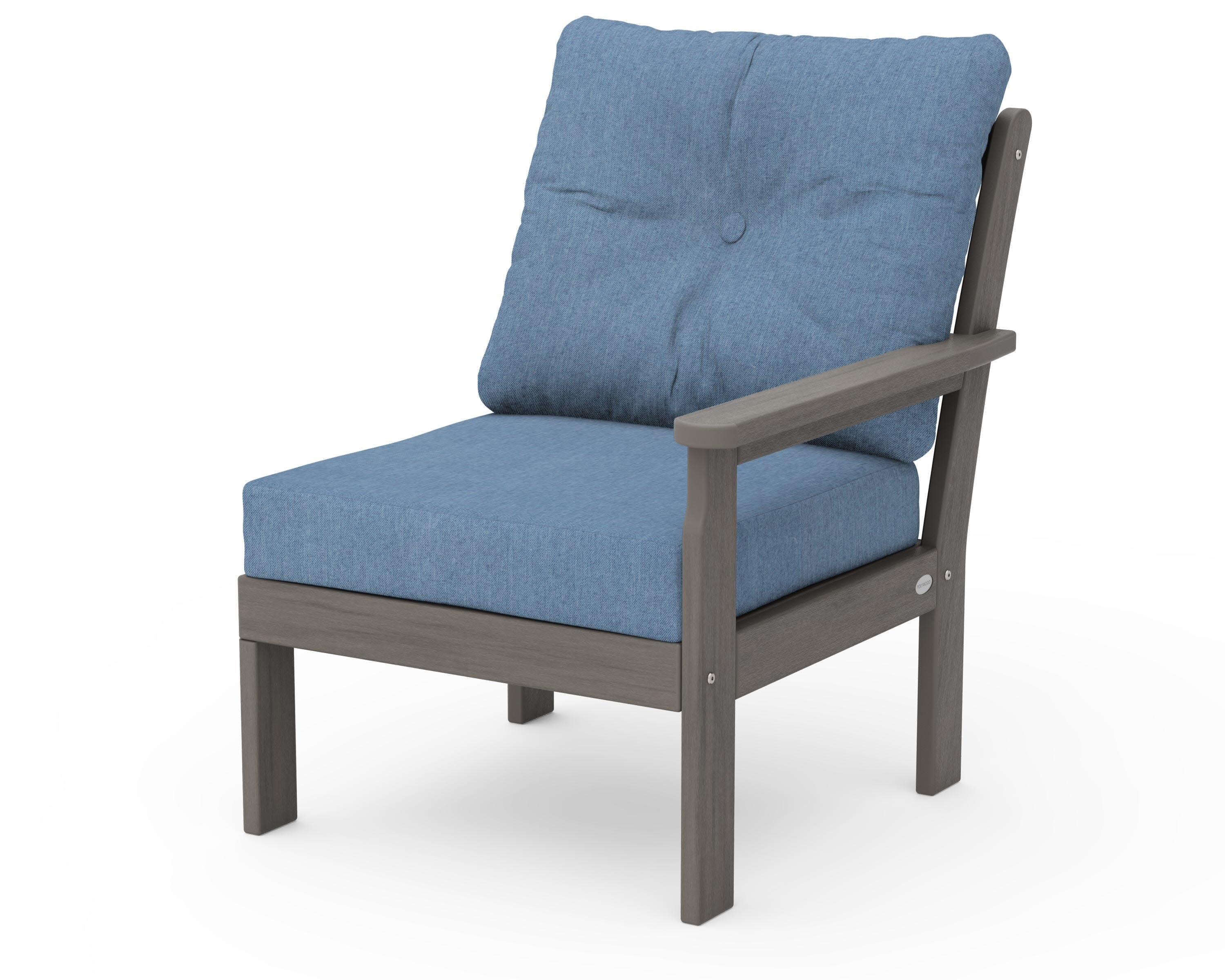Vineyard Modular Right Arm Chair in Driftwood / Sky Blue