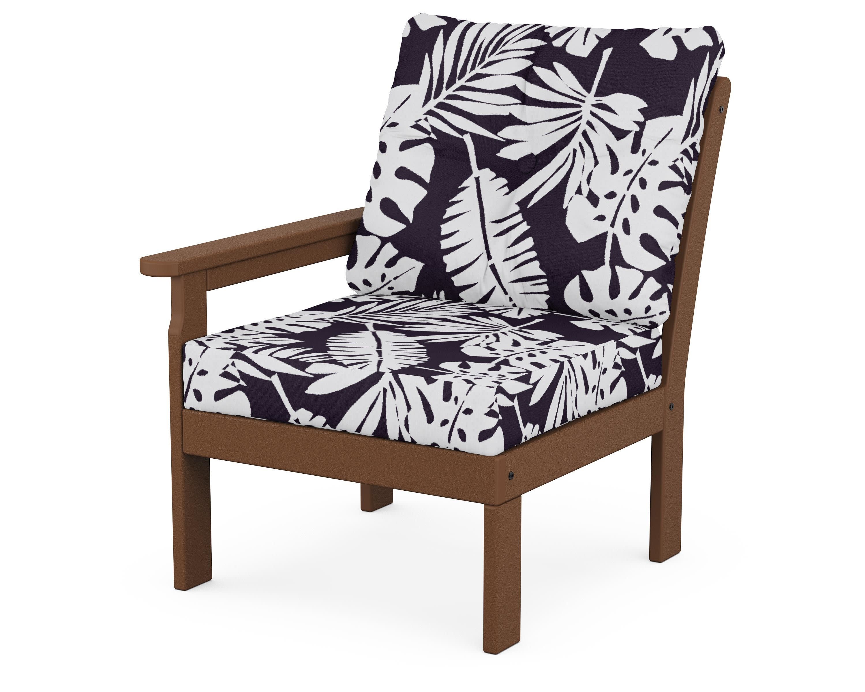 Vineyard Modular Left Arm Chair in Teak / Leaf Navy
