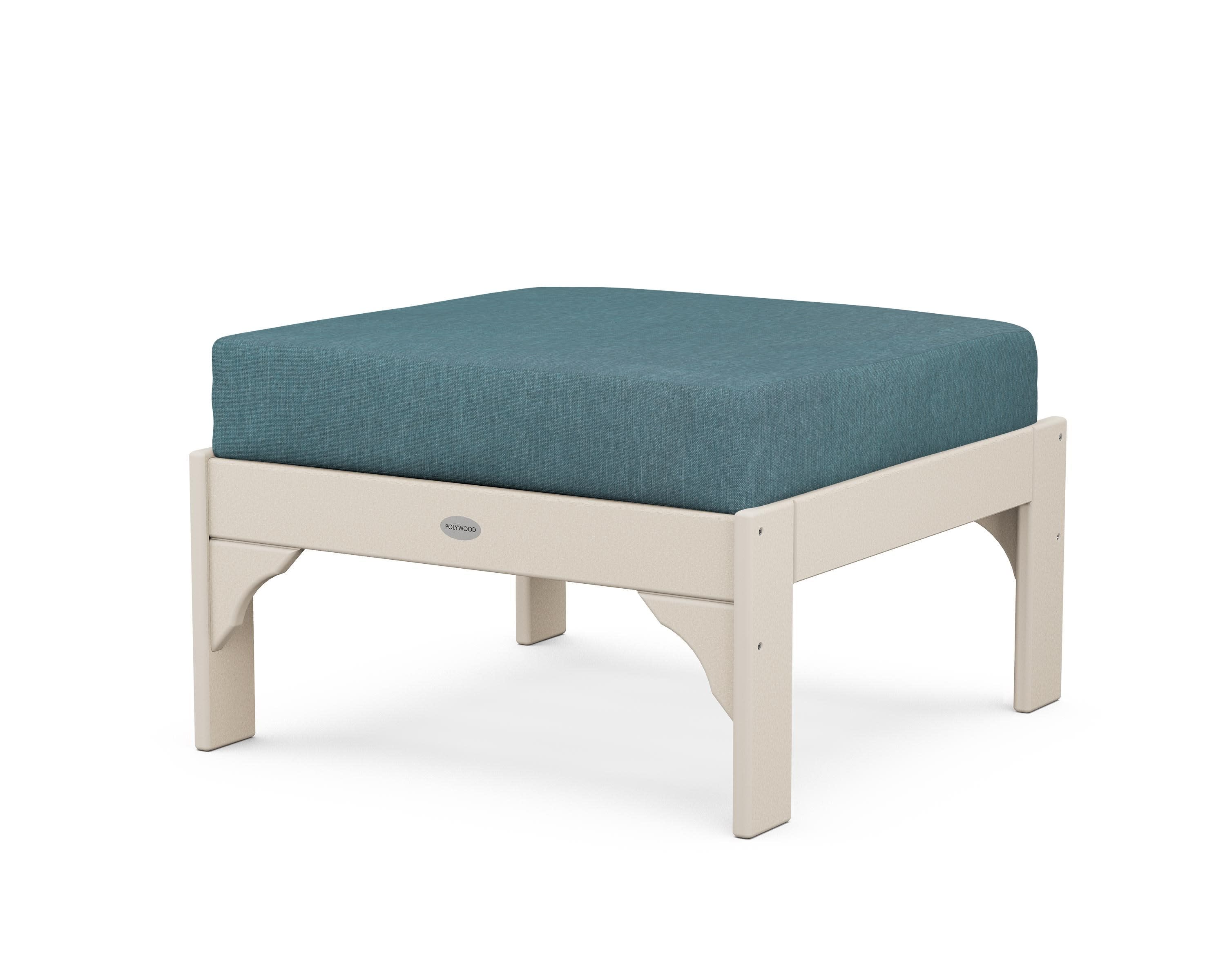 Vineyard Deep Seating Ottoman in Sand / Ocean Teal