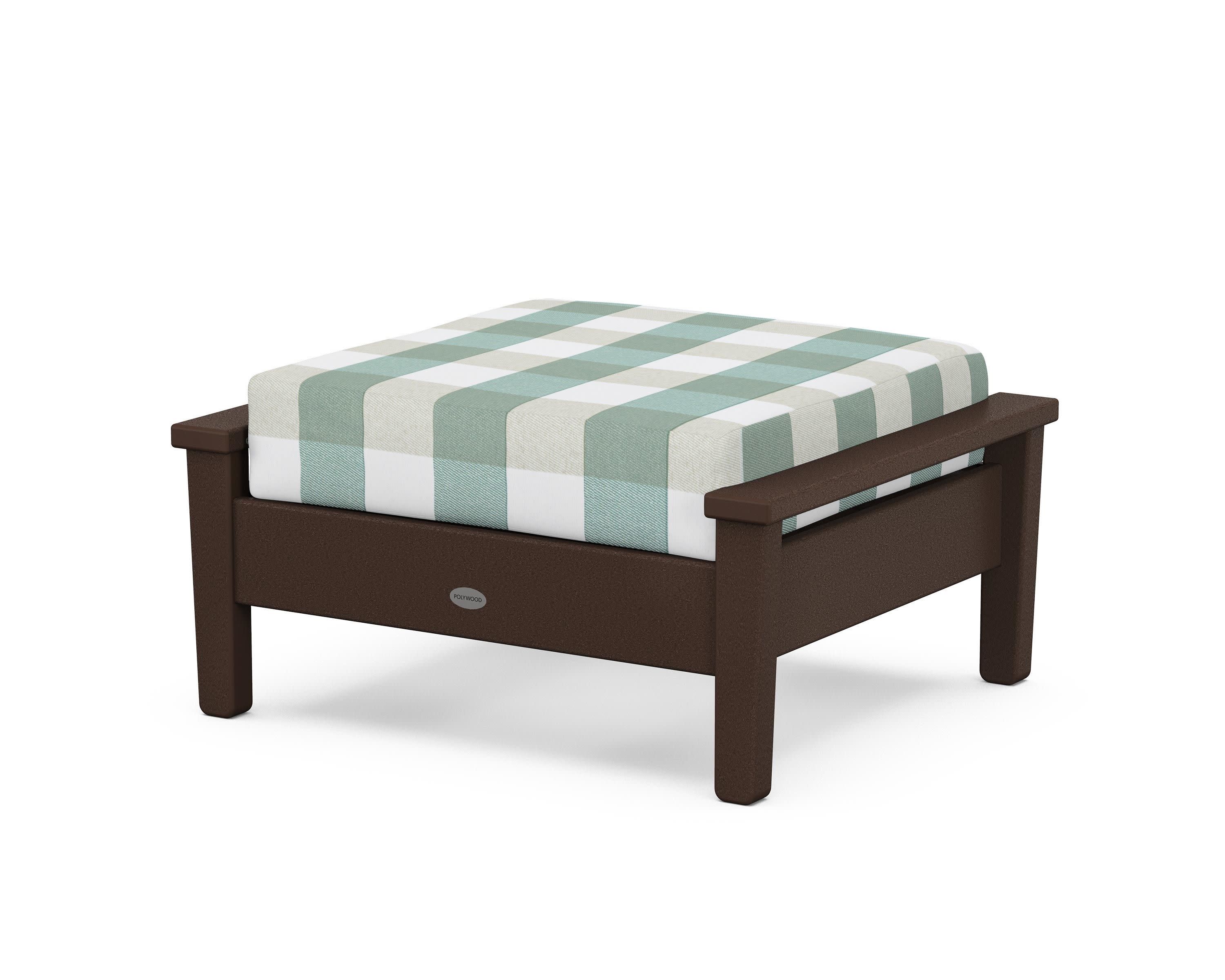 Prescott Deep Seating Ottoman in Mahogany / Buffalo Plaid Glacier Spa