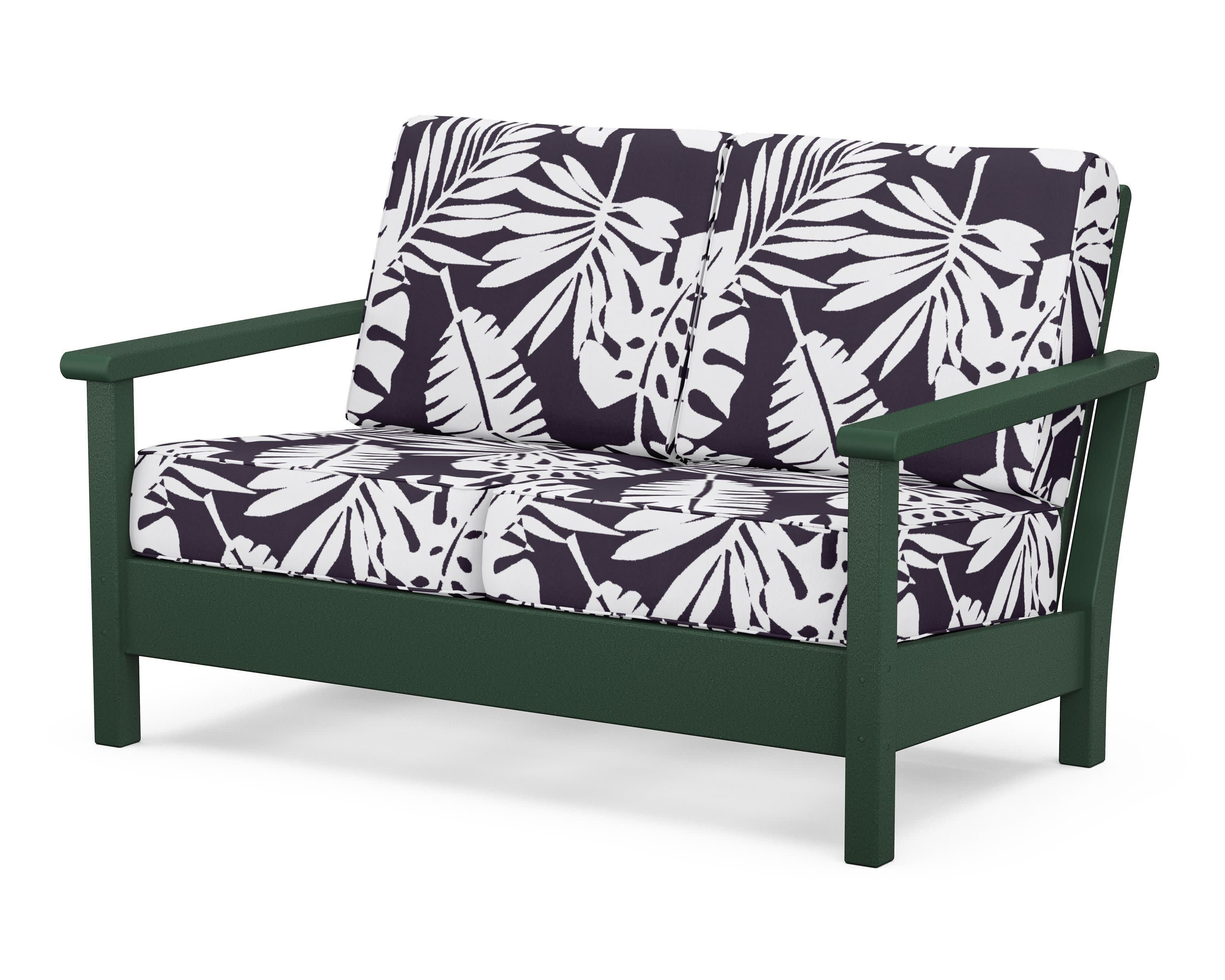Harbour Deep Seating Loveseat in Green / Leaf Navy
