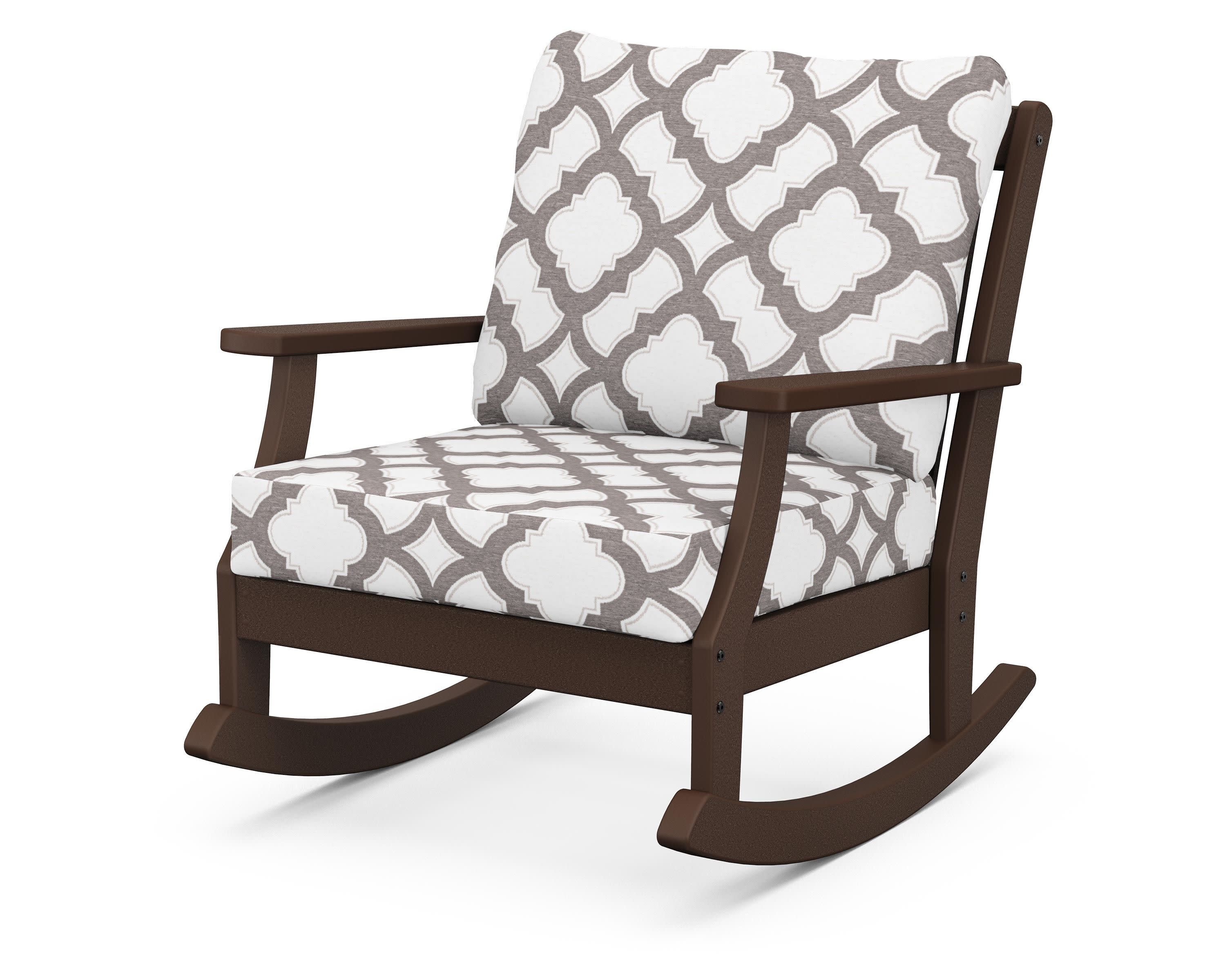 Braxton Deep Seating Rocking Chair in Mahogany / Trellis Grey Mist