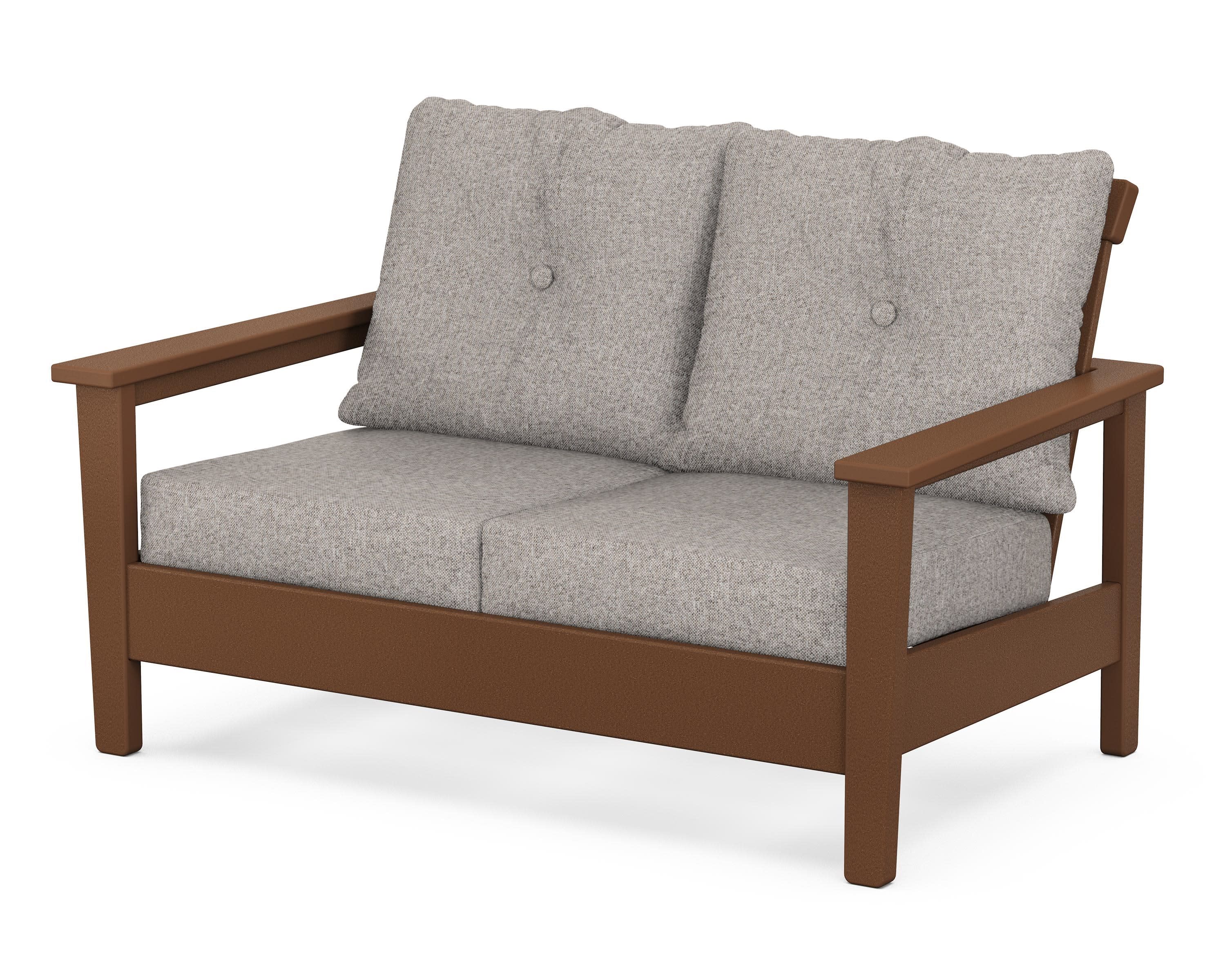 Prescott Deep Seating Loveseat in Teak / Weathered Tweed
