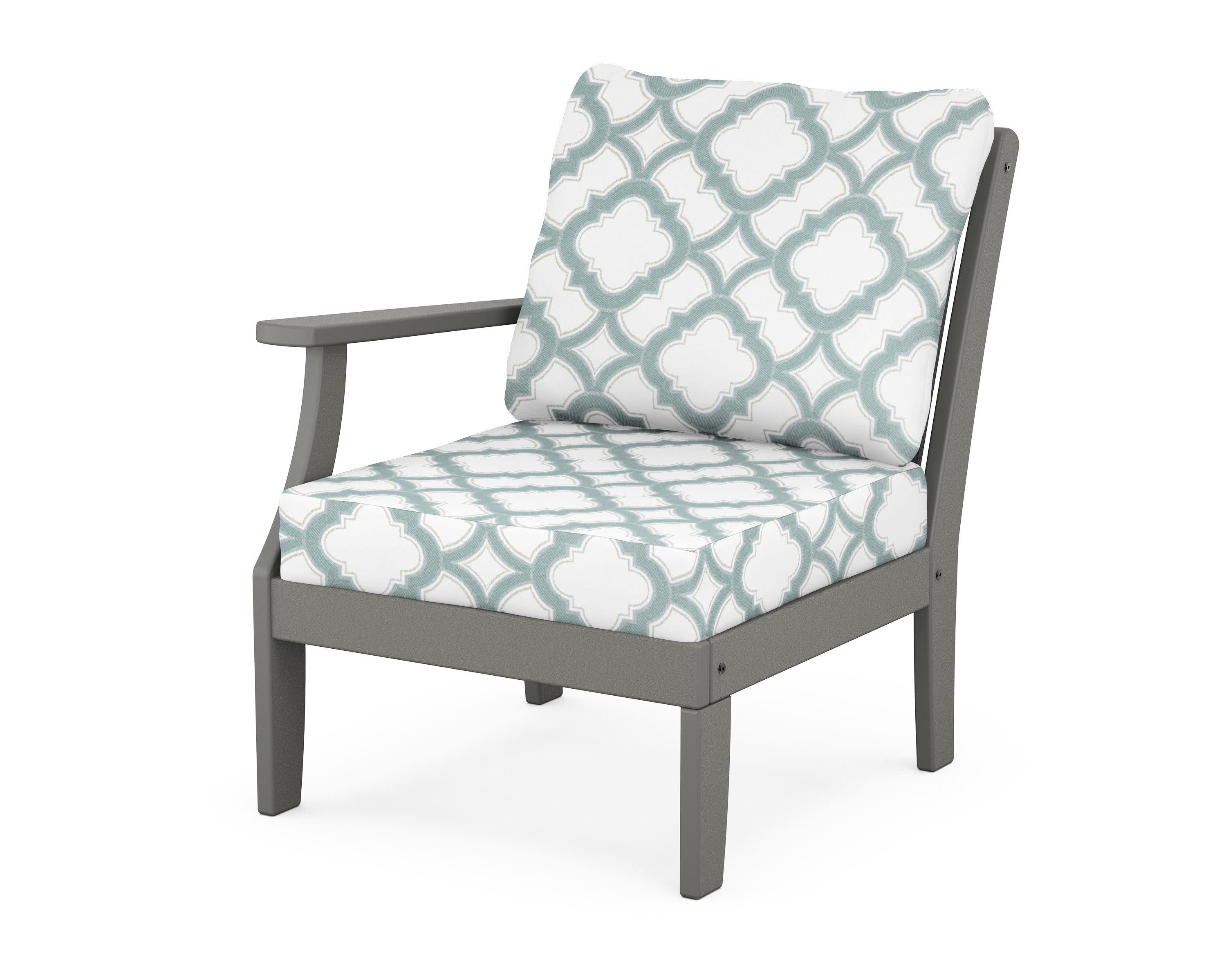 Braxton Modular Left Arm Chair in Slate Grey / Trellis Glacier Spa