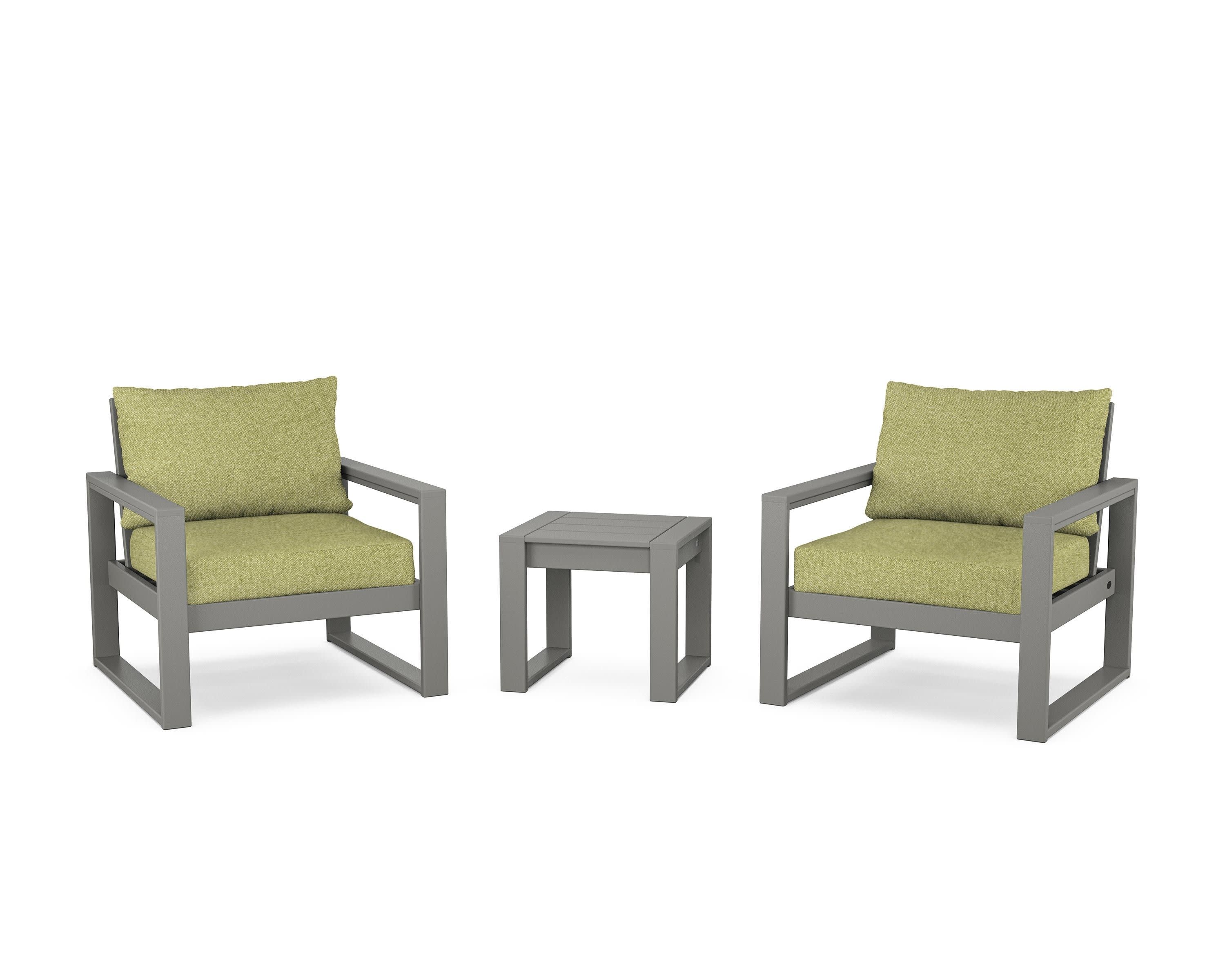 EDGE Sectional 3-Piece Deep Seating Set in Slate Grey / Chartreuse Boucle