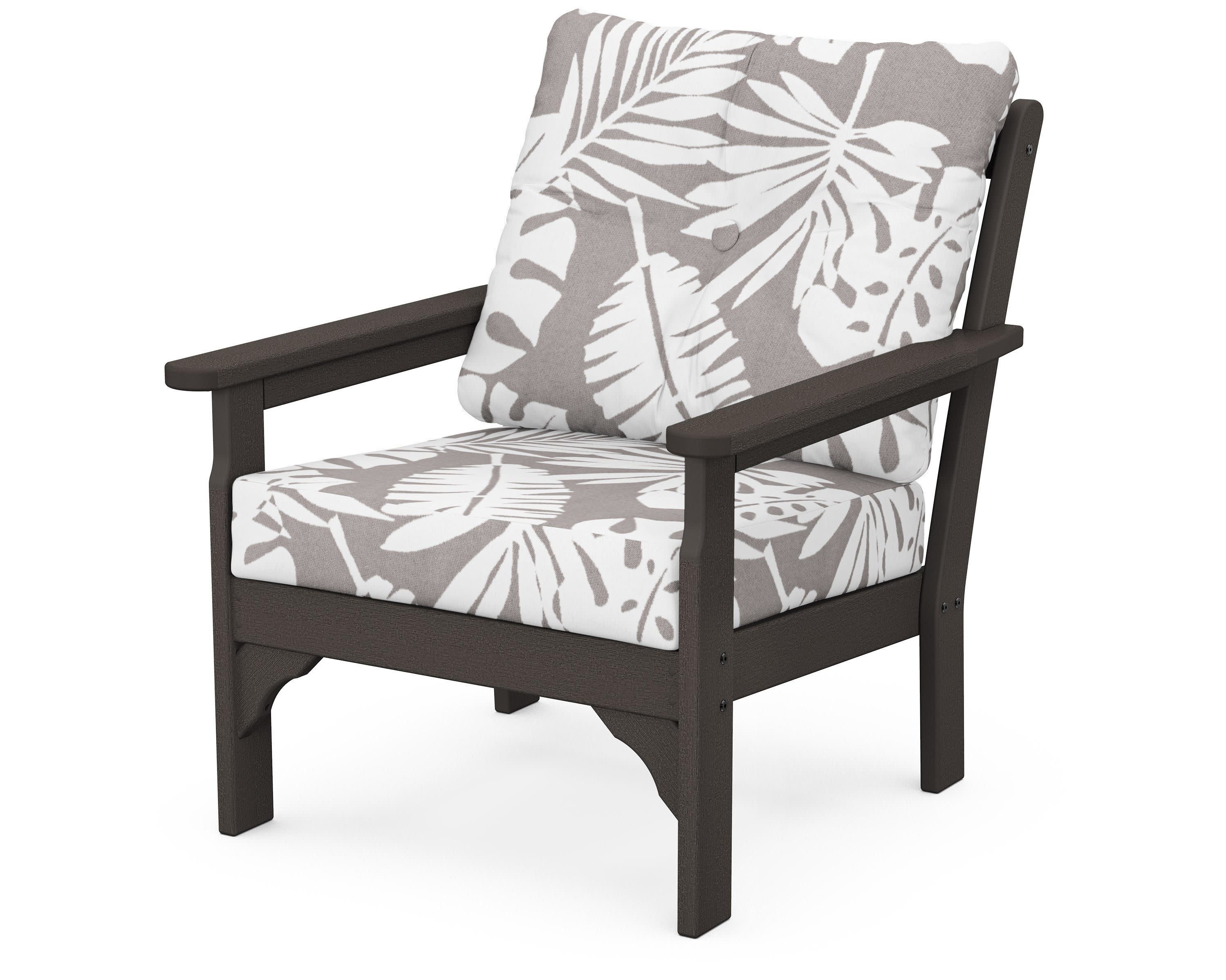 Vineyard Deep Seating Chair in Vintage Coffee / Leaf Grey Mist