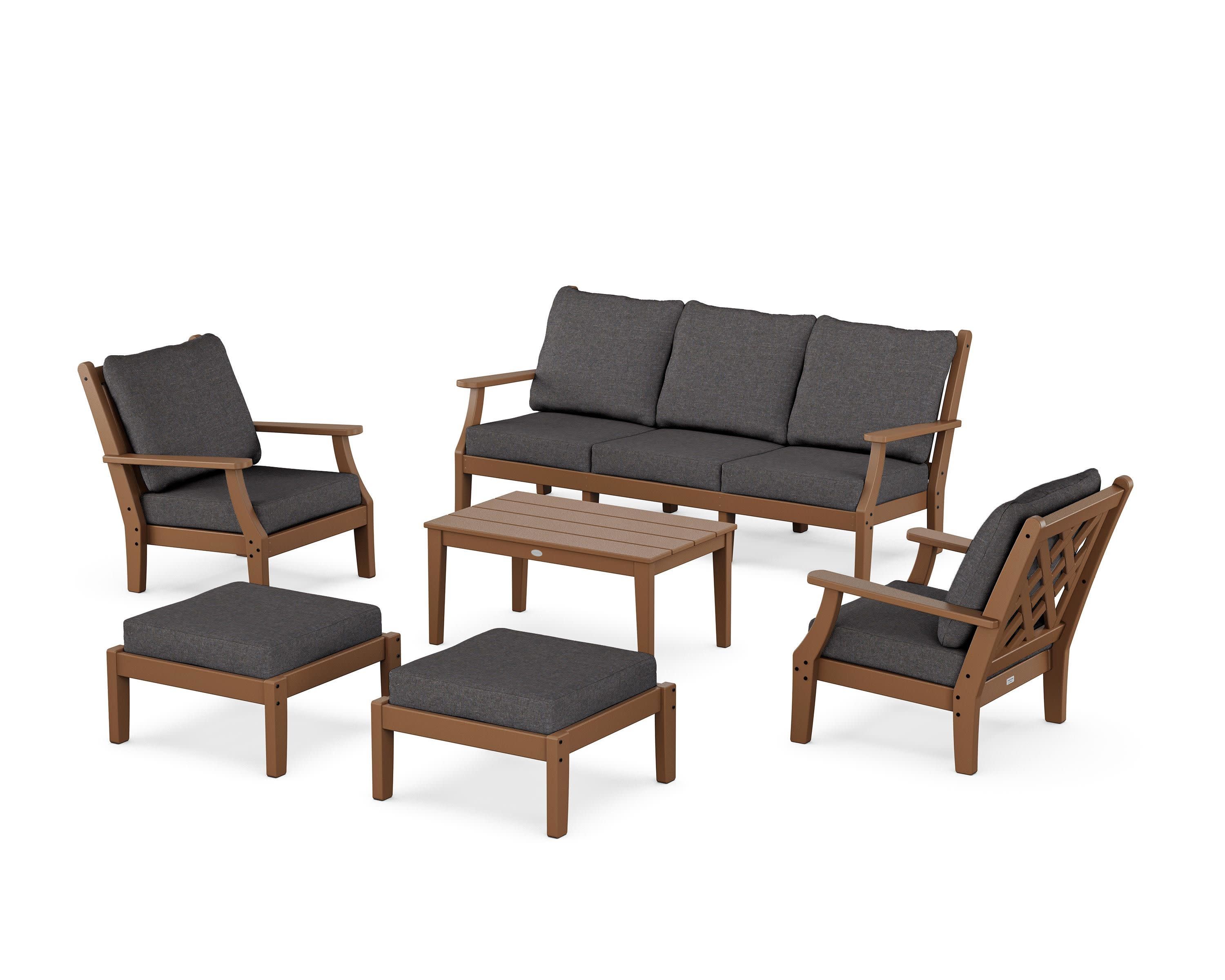 Wovendale 6-Piece Lounge Sofa Set in Teak / Ash Charcoal