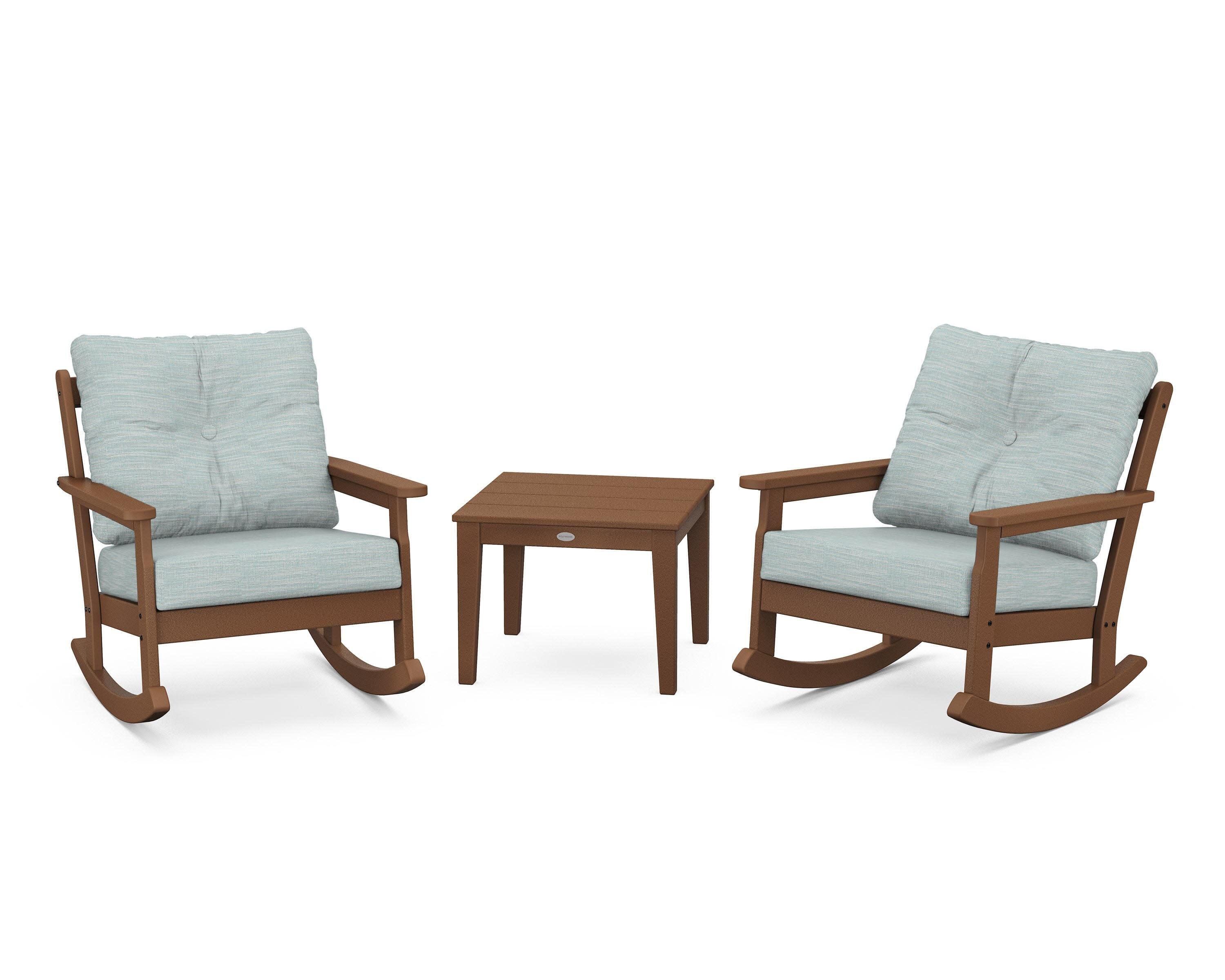 Vineyard 3-Piece Deep Seating Rocker Set in Teak / Soothe Mist