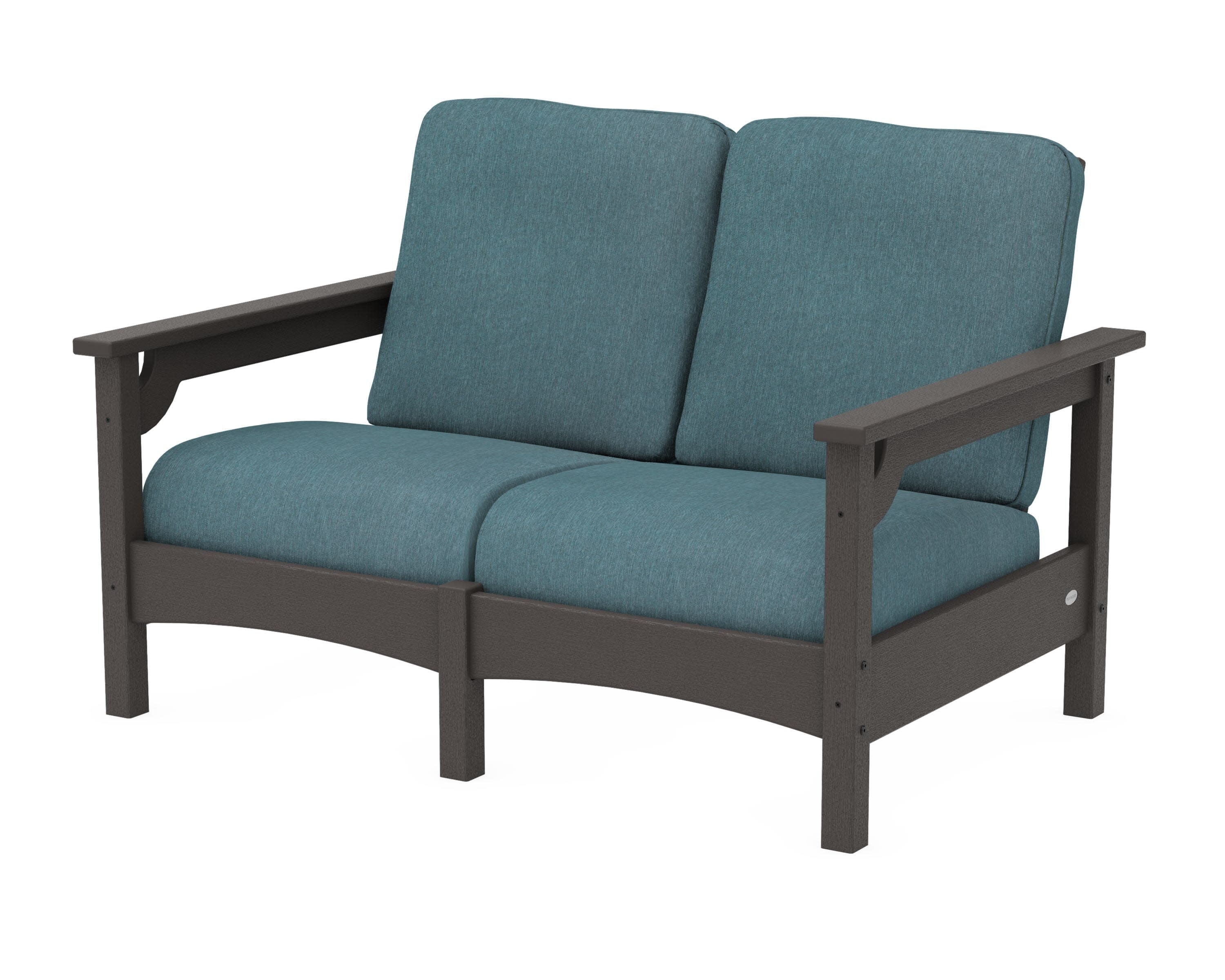 Club Loveseat in Vintage Coffee / Ocean Teal