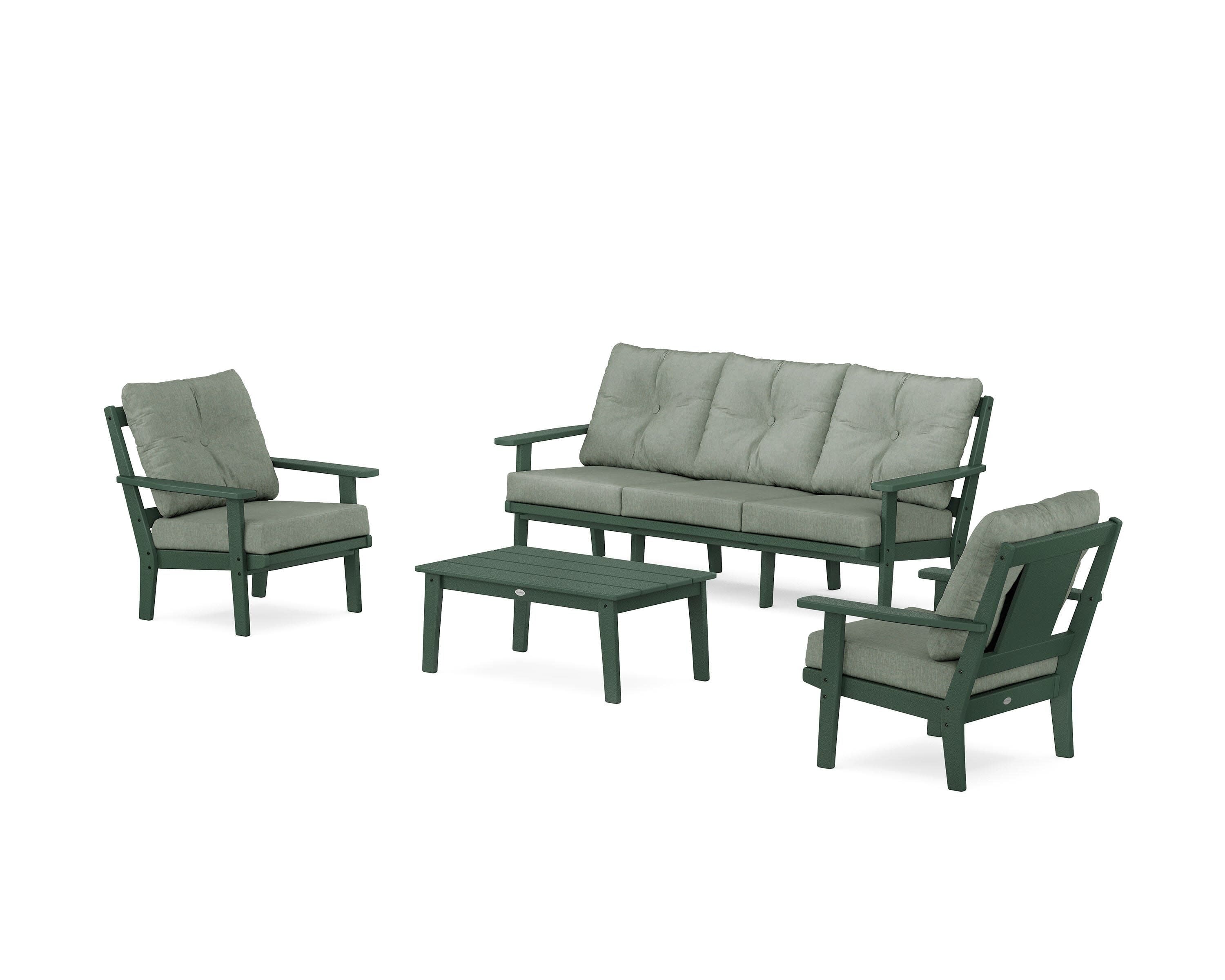 Prairie 4-Piece Deep Seating Set with Sofa in Green / Cast Sage