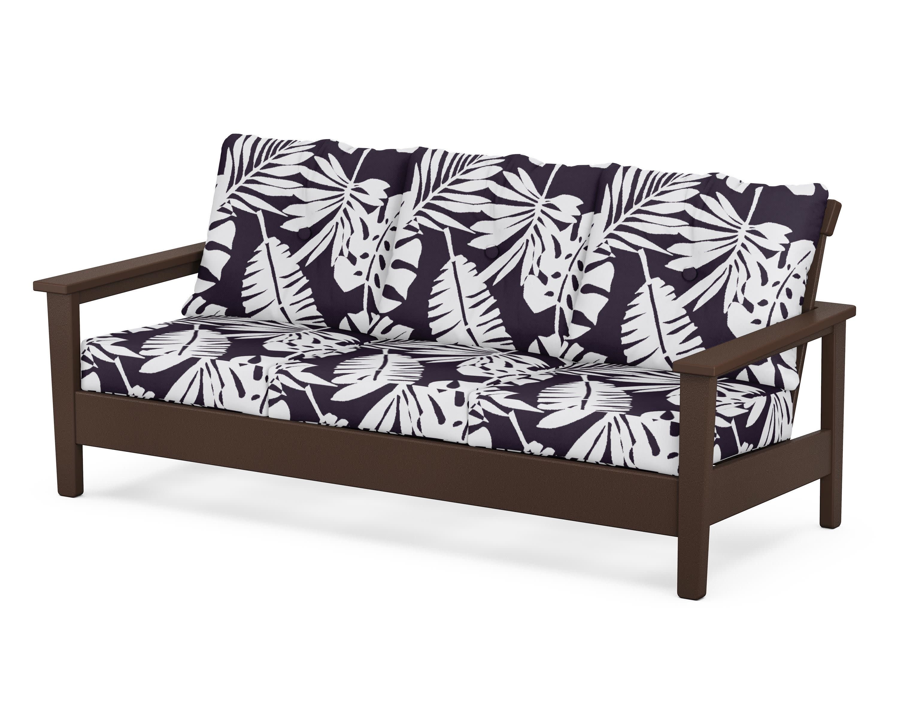 Prescott Deep Seating Sofa in Mahogany / Leaf Navy