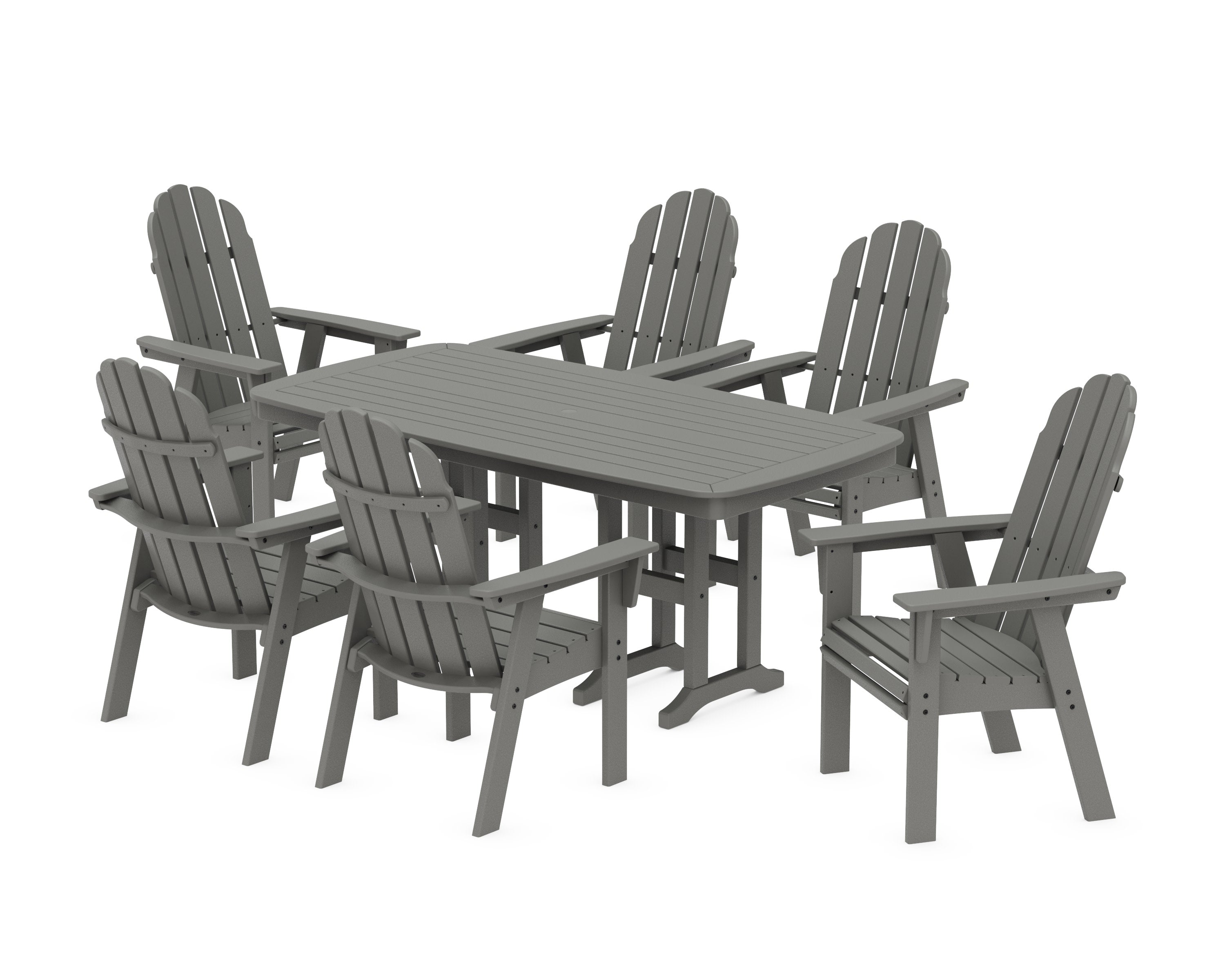 Vineyard Curveback Adirondack Chair 7-Piece Dining Set in Slate Grey