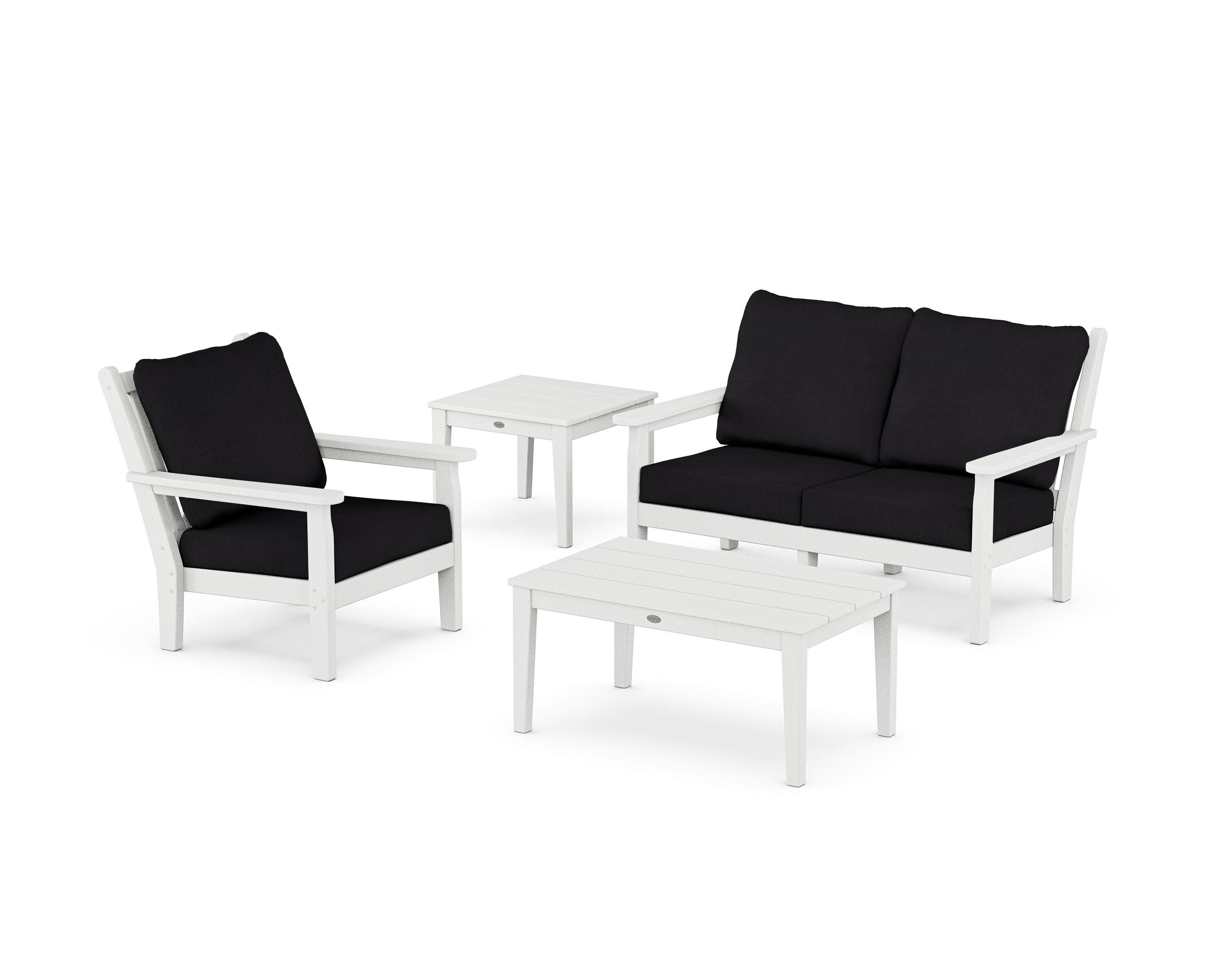 Chippendale 4-Piece Deep Seating Set in White / Midnight Linen