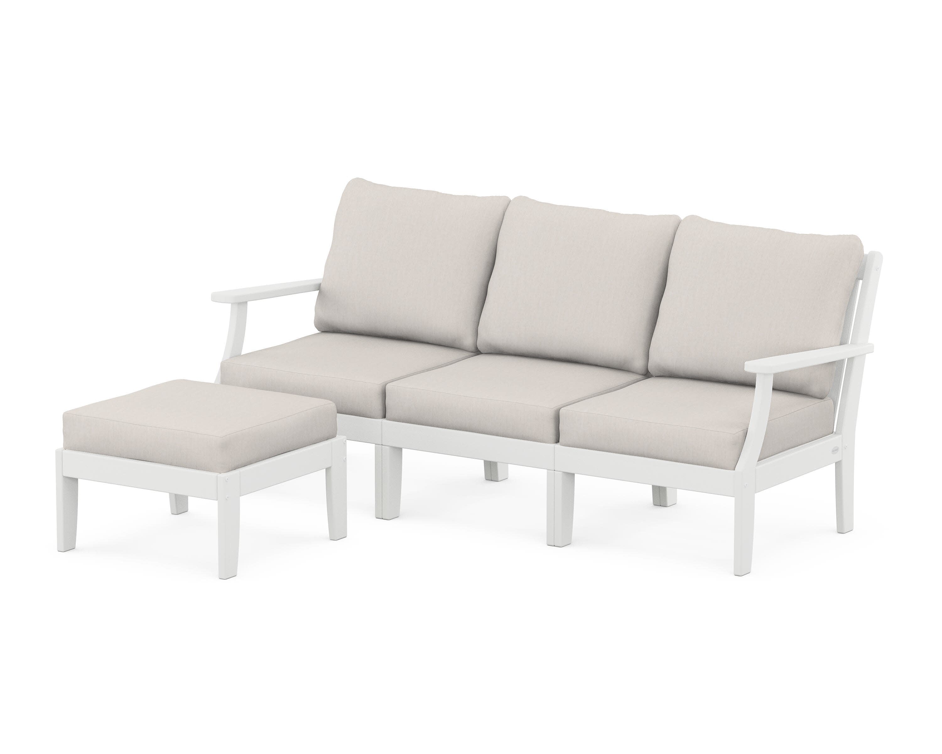 Braxton Modular 4-Piece Deep Seating Set with Ottoman in White / Cast Ash
