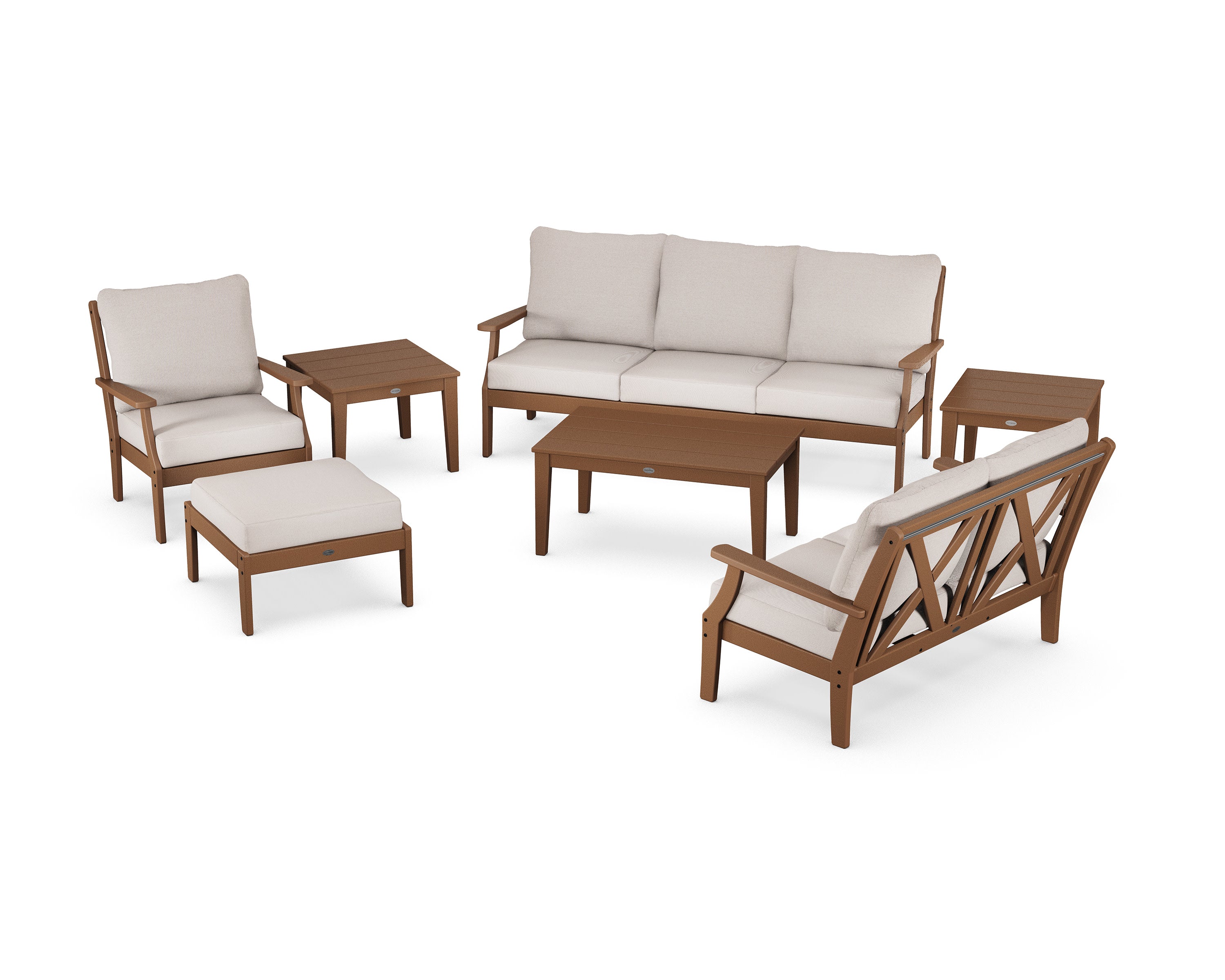 Braxton 7-Piece Deep Seating Set in Teak / Dune Burlap