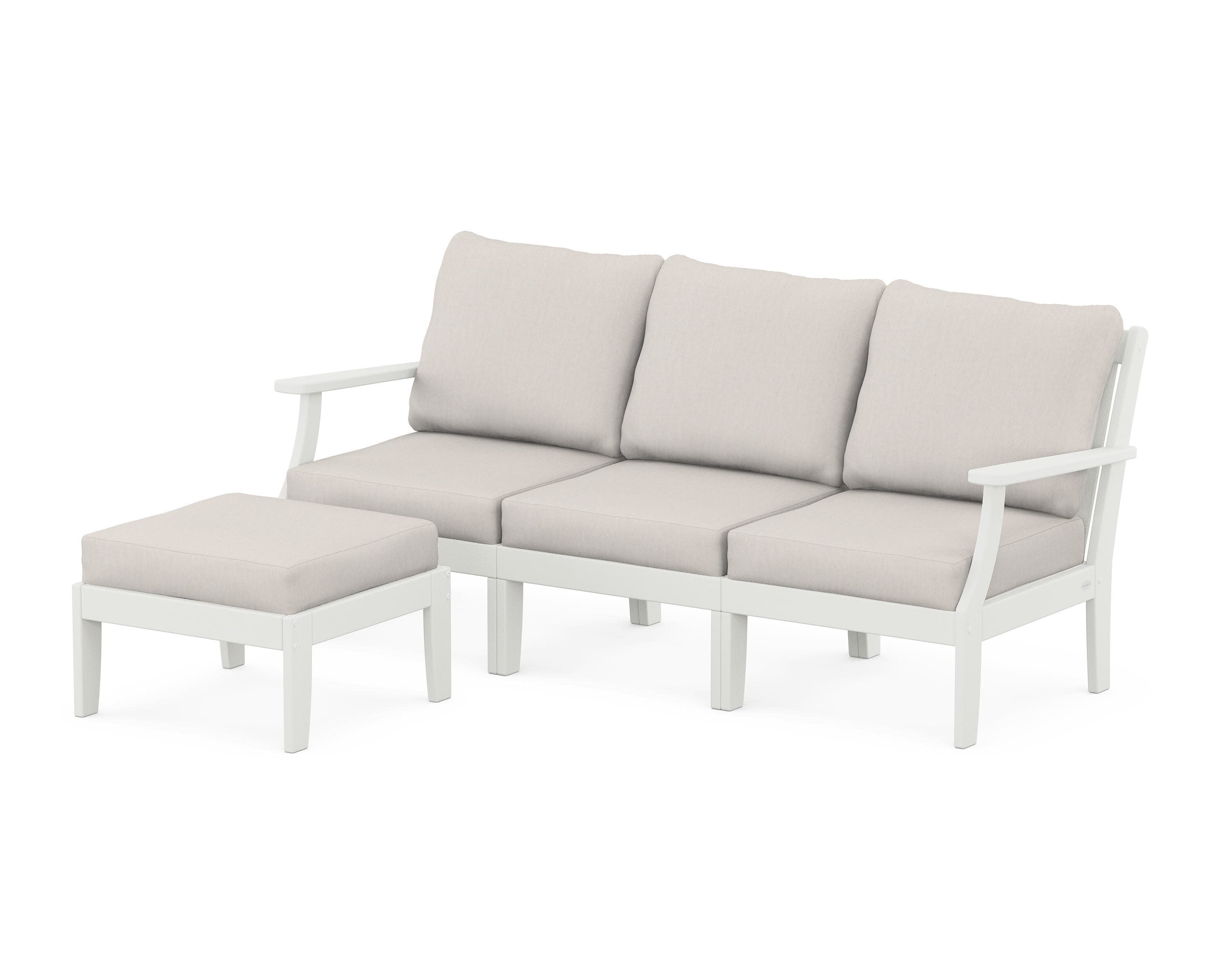 Braxton Modular 4-Piece Deep Seating Set with Ottoman in Vintage White / Cast Ash