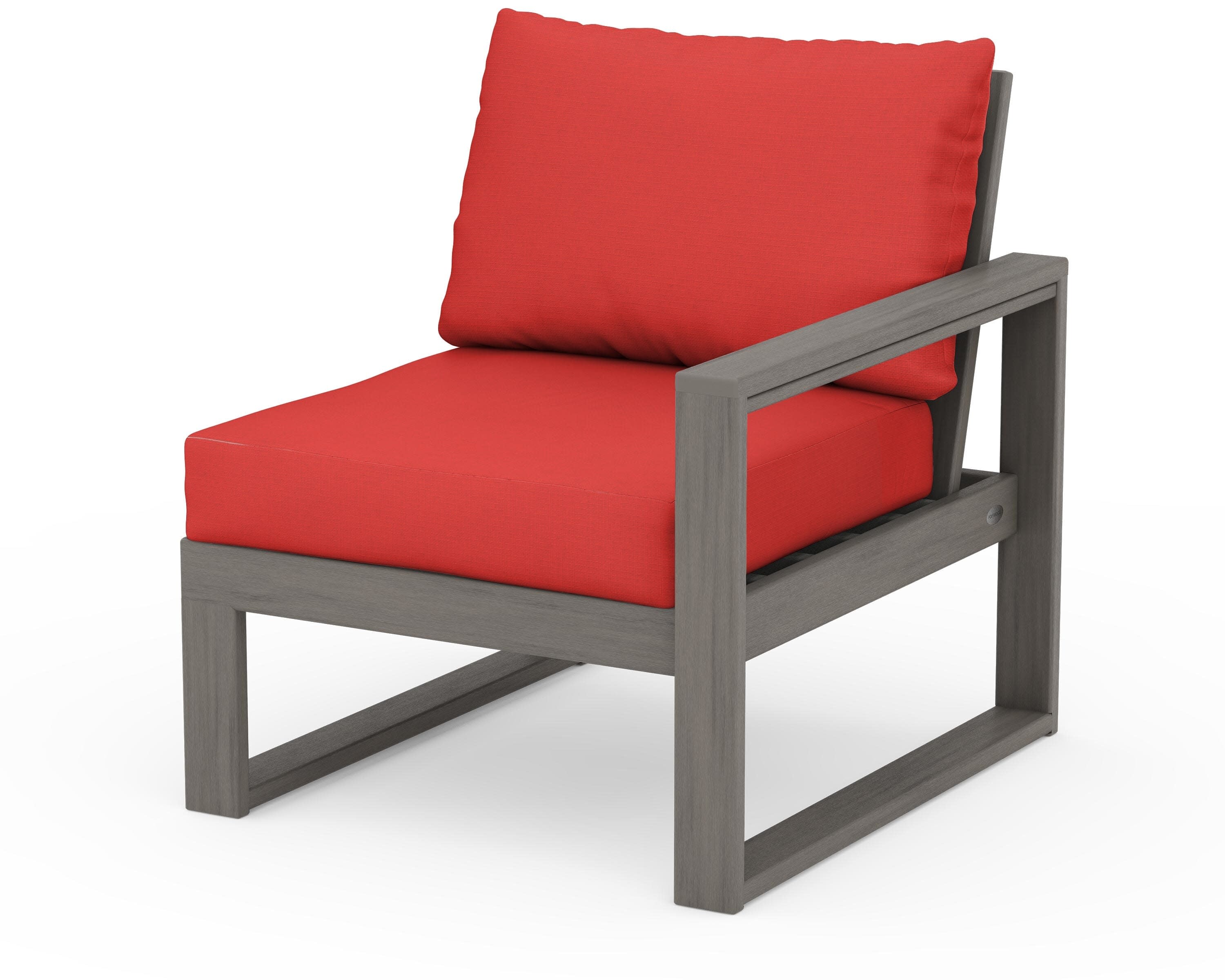 EDGE Modular Right Arm Chair in Driftwood / Crimson Linen