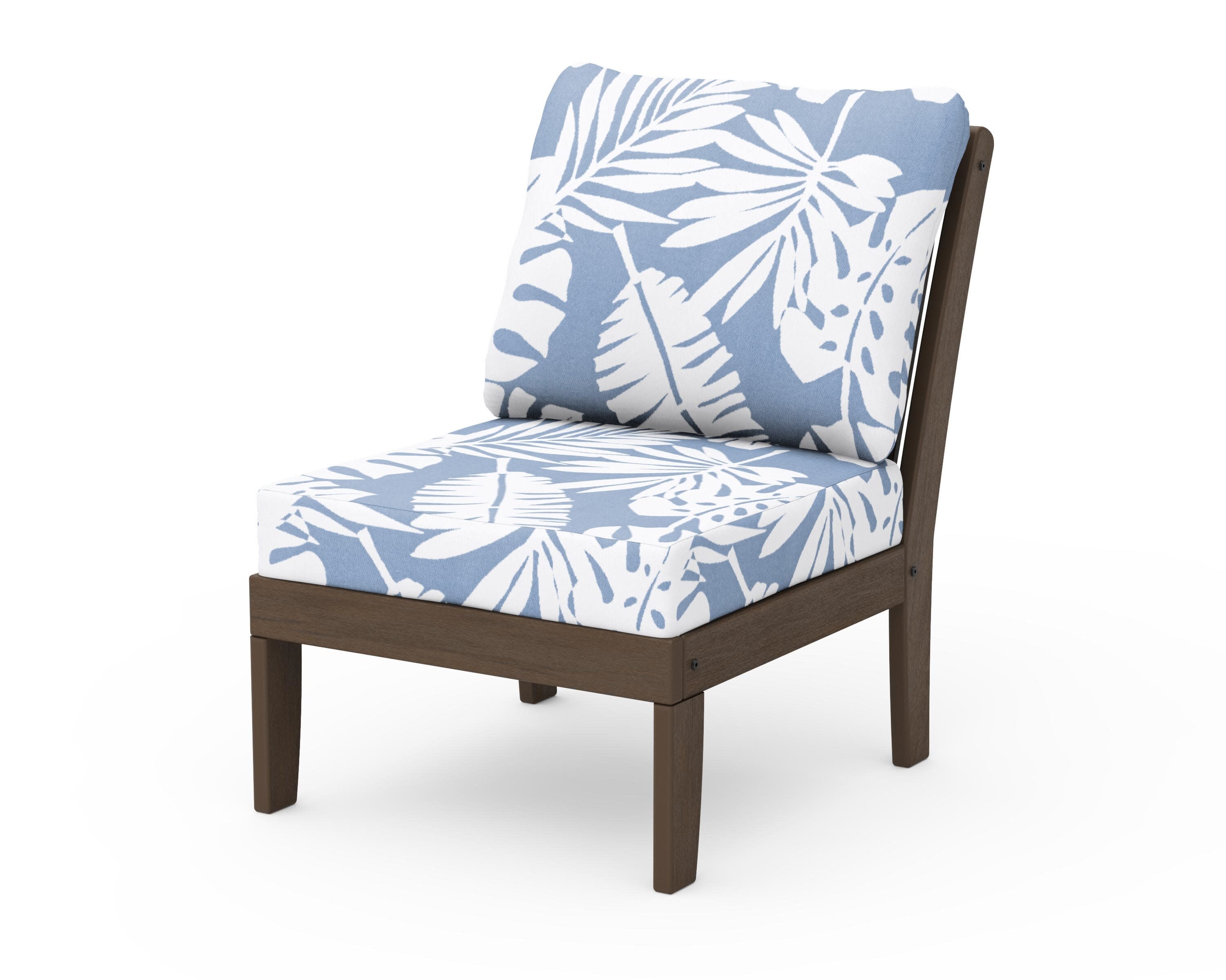 Braxton Modular Armless Chair in Kona / Leaf Sky Blue