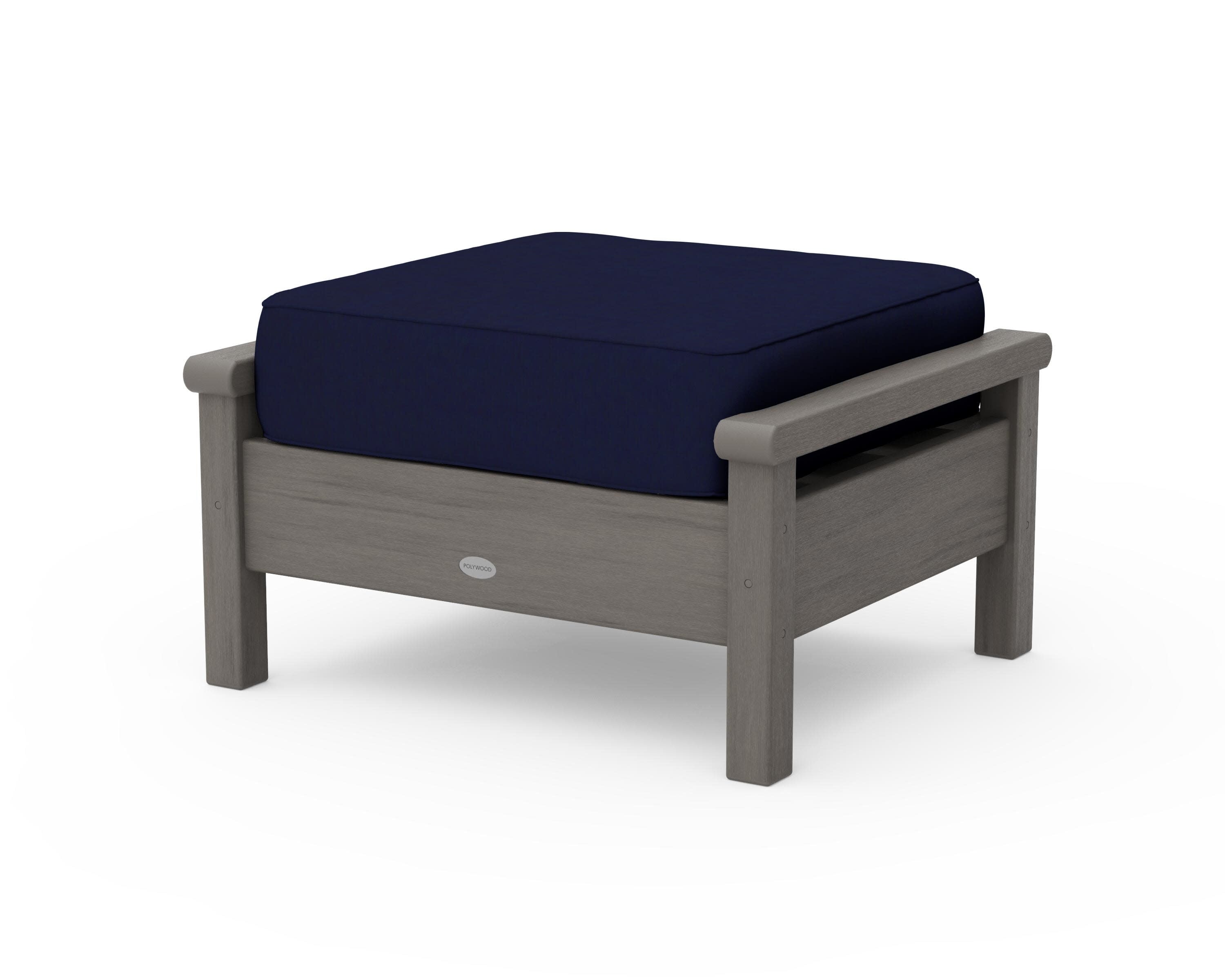 Harbour Deep Seating Ottoman in Driftwood / Navy