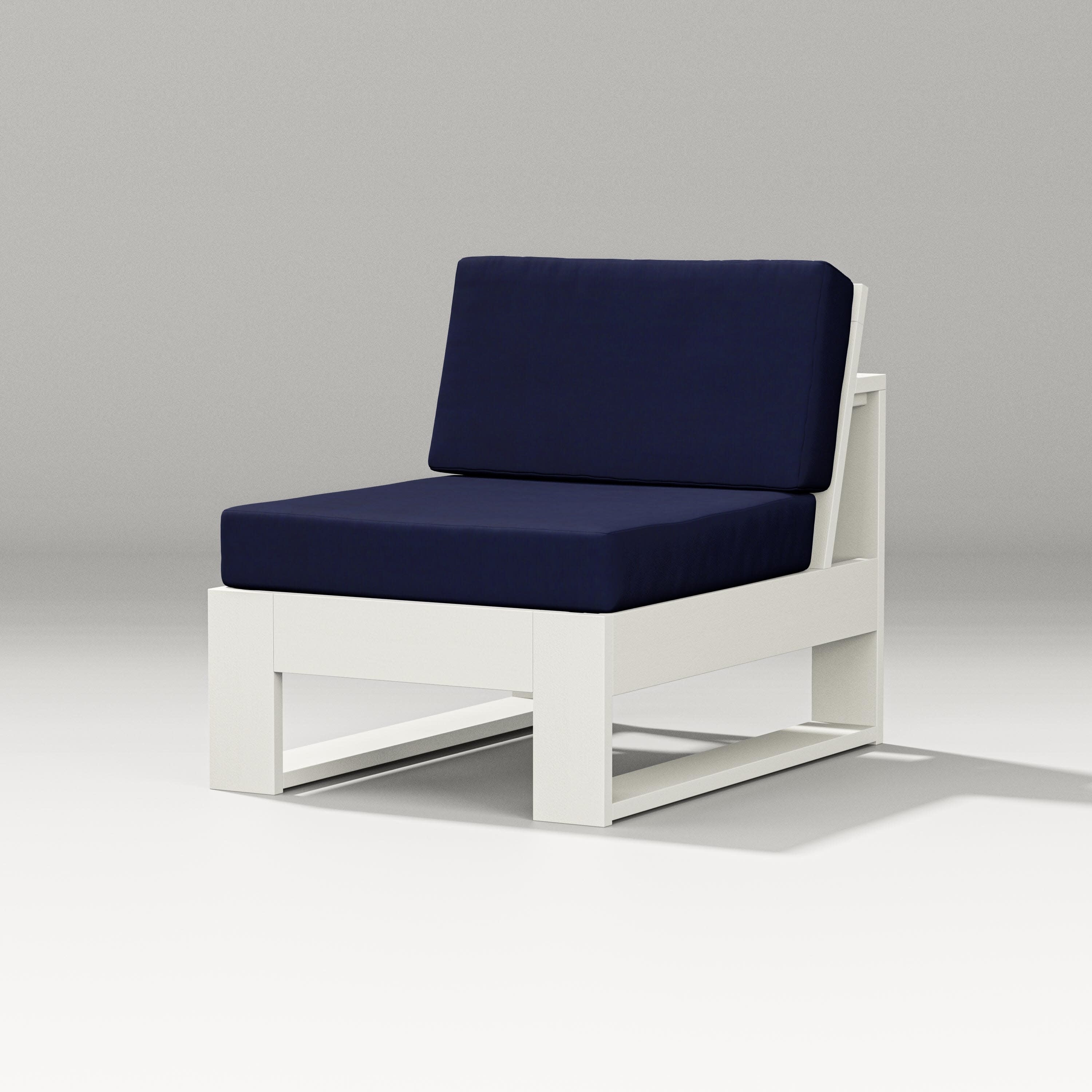 Latitude Modular Armless Chair in Vintage White / Navy