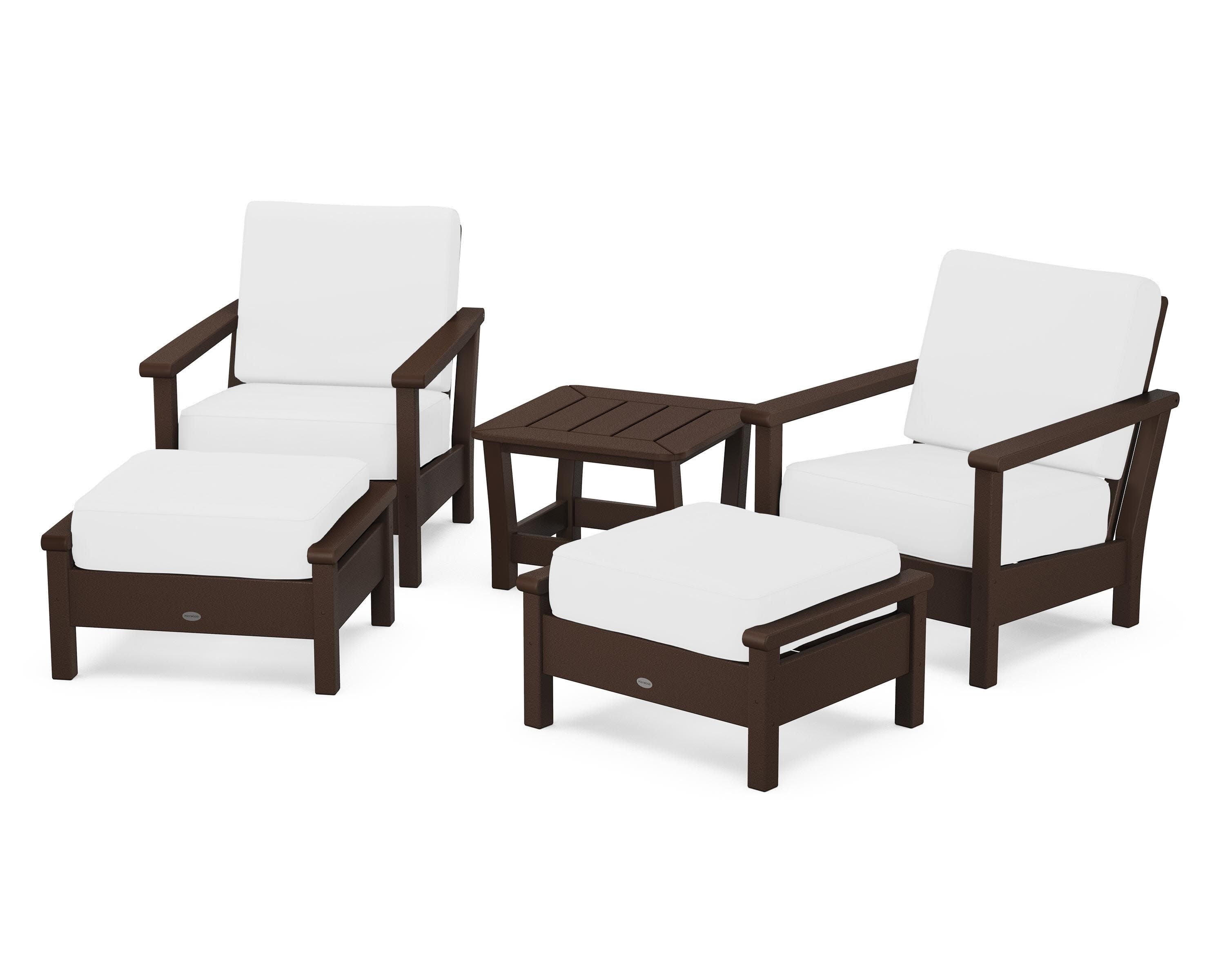 Harbour 5-Piece Deep Seating Chair Set in Mahogany / Natural
